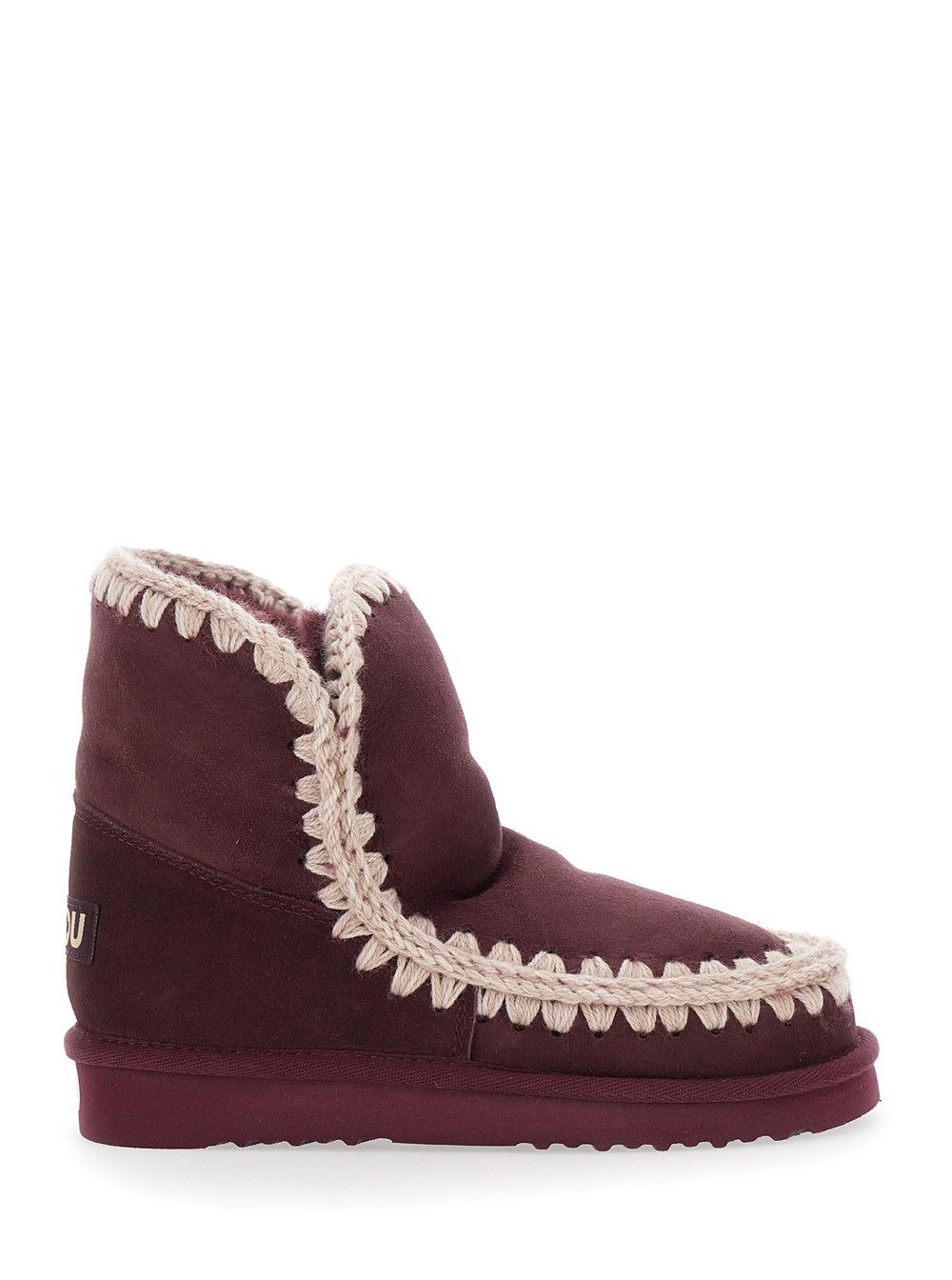 Mou 'Eskimo' Bordeaux Ankle Boots with Crochet Details and Logo Patch on the Rear in Suede Woman Size US 7 / IT 37 - 1 Thumbnail