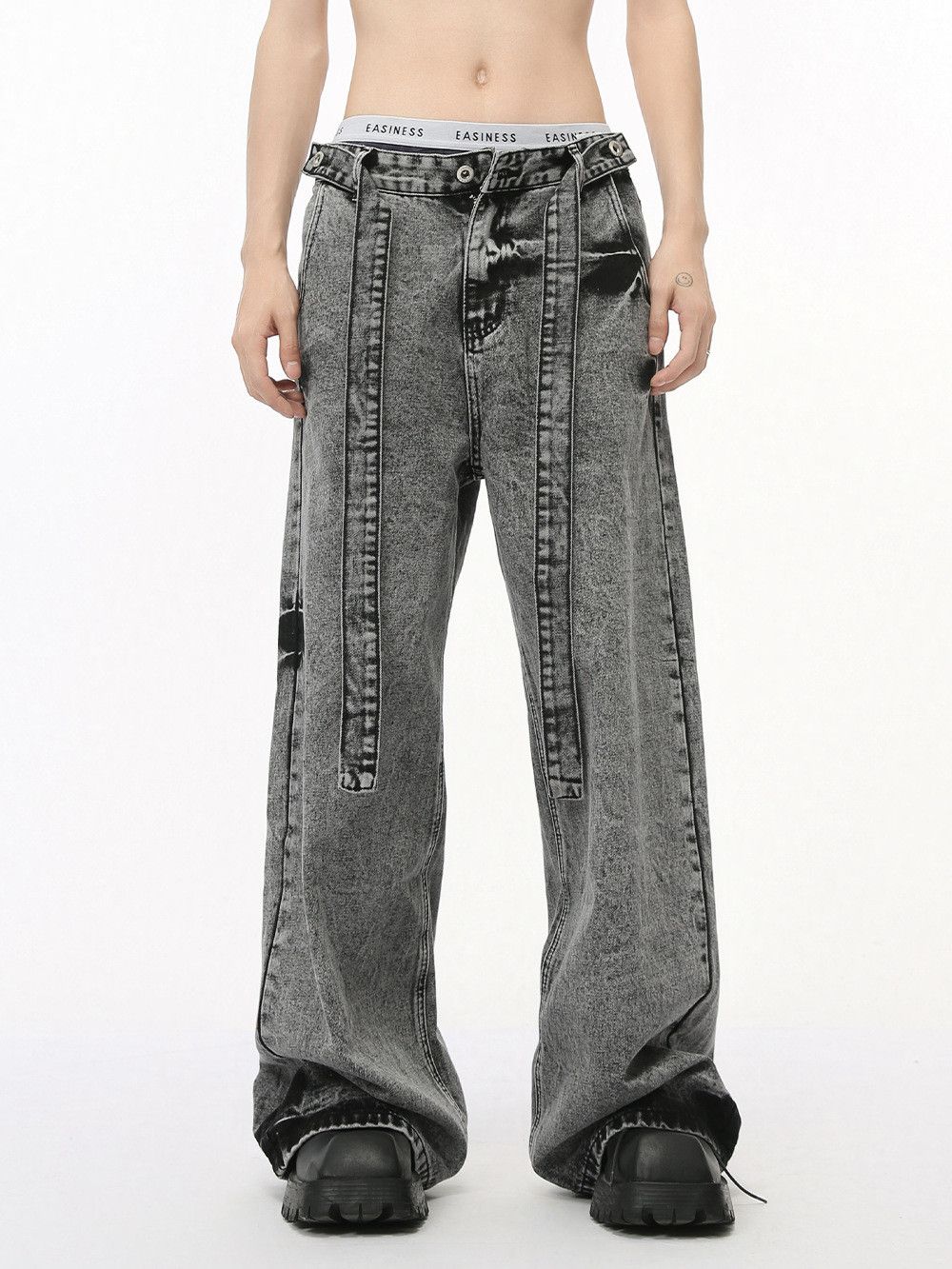 Japanese Brand Men's American high street style lace-up straight leg jeans Size US 32 / EU 48 - 1 Thumbnail