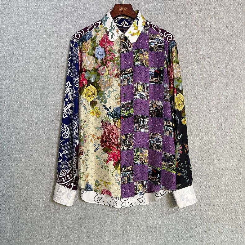 Louis Vuitton Louis Vuitton Mulberry silk shirt with floral patchwork and Size US L / EU 52-54 / 3 - 1 Thumbnail