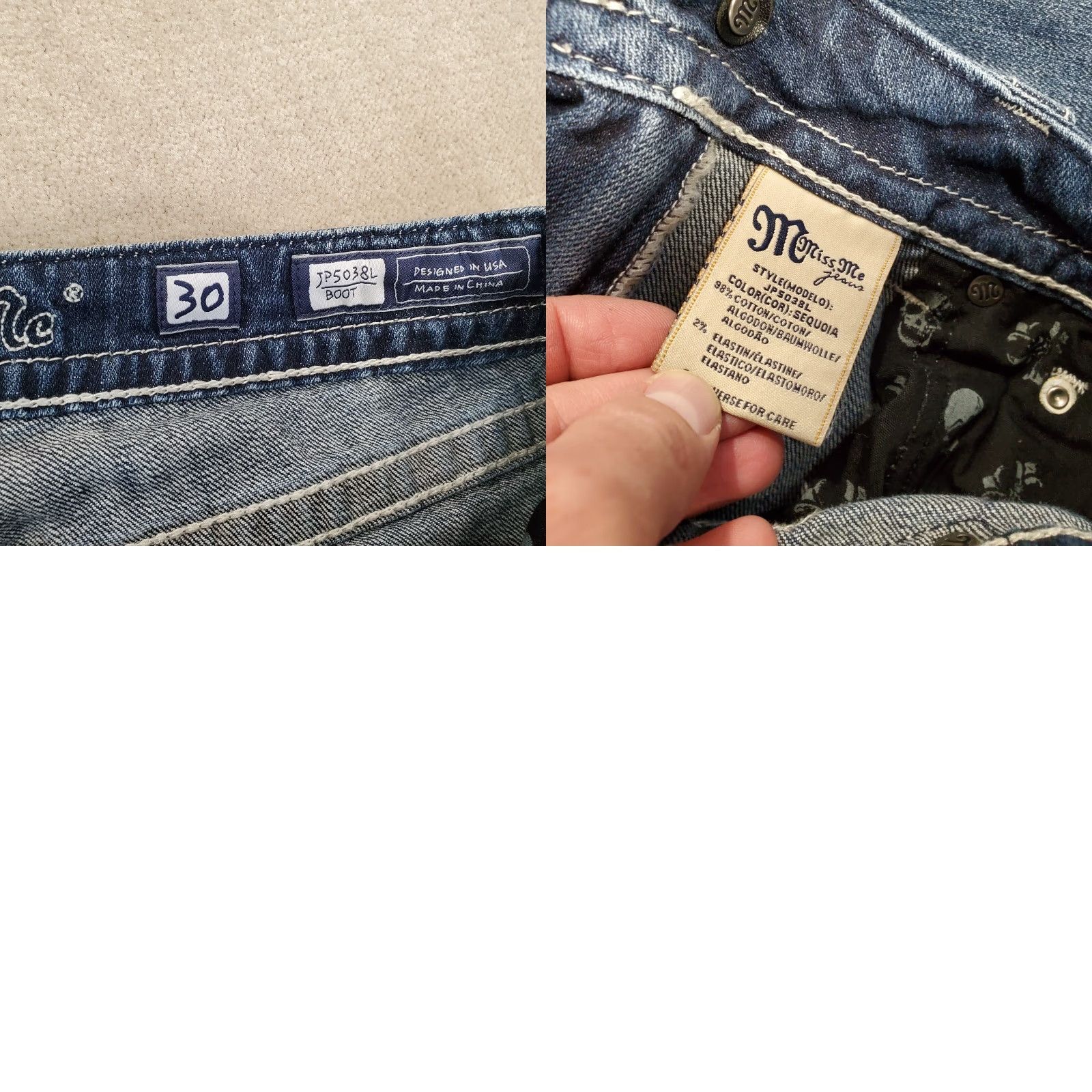 Miss Me VINTAGE Miss Me Jeans Womens 30 Boot Cut Blue Faded Dark Wash Rhinestones Fleur De Lis Jeans Womens 30 Blue Size 30" / US 8 / IT 44 - 9 Thumbnail
