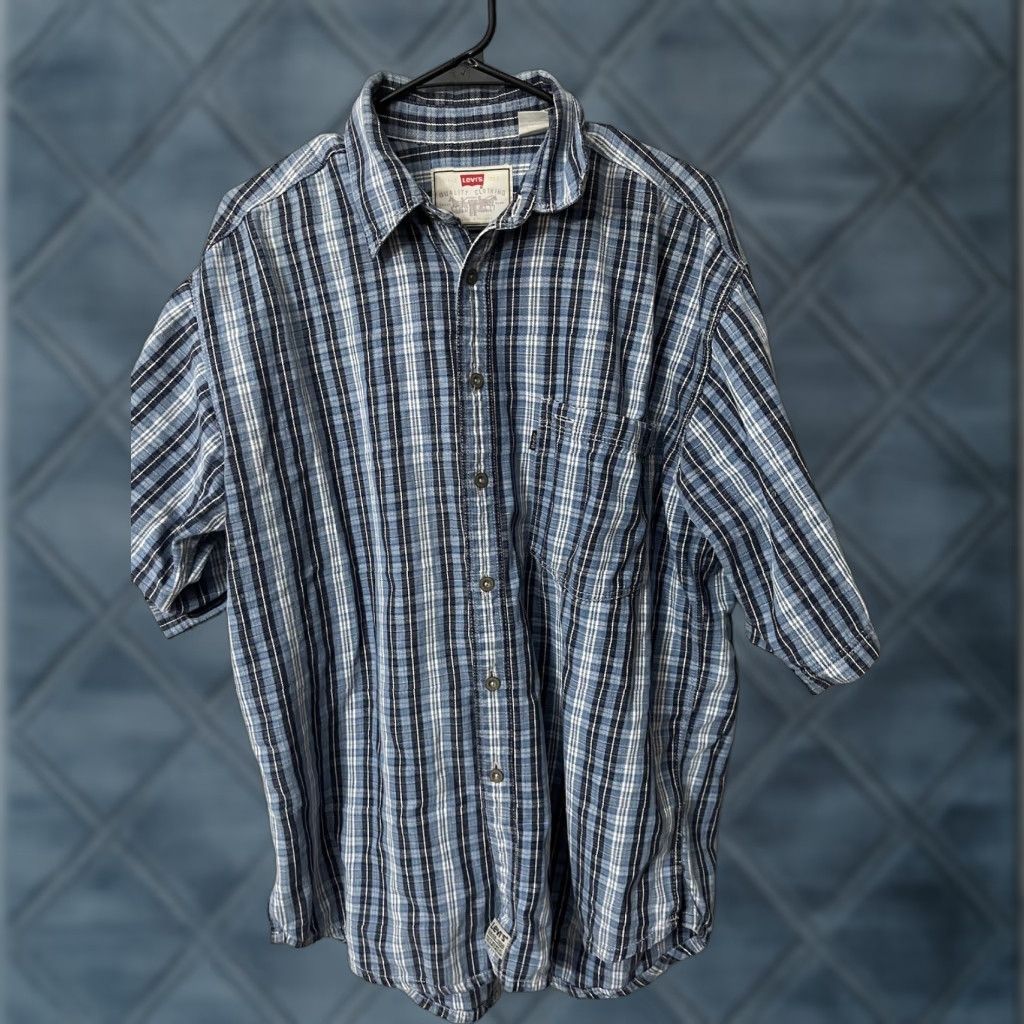 Vintage Levis Shirt Button Front Blue Plaid 100% Cotton Short Sleeve M Mens Regular Pocket Vintage NoN/A Size US M / EU 48-50 / 2 - 1 Thumbnail