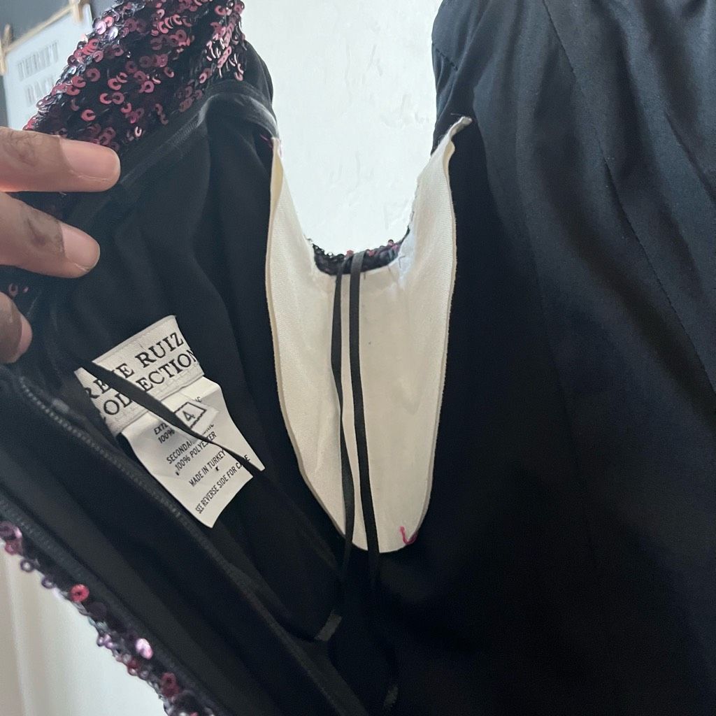 Other Rene Ruiz Gown Burgundy Off the Shoulder Sequin Cocktail For Size S / US 4 / IT 40 - 12 Thumbnail