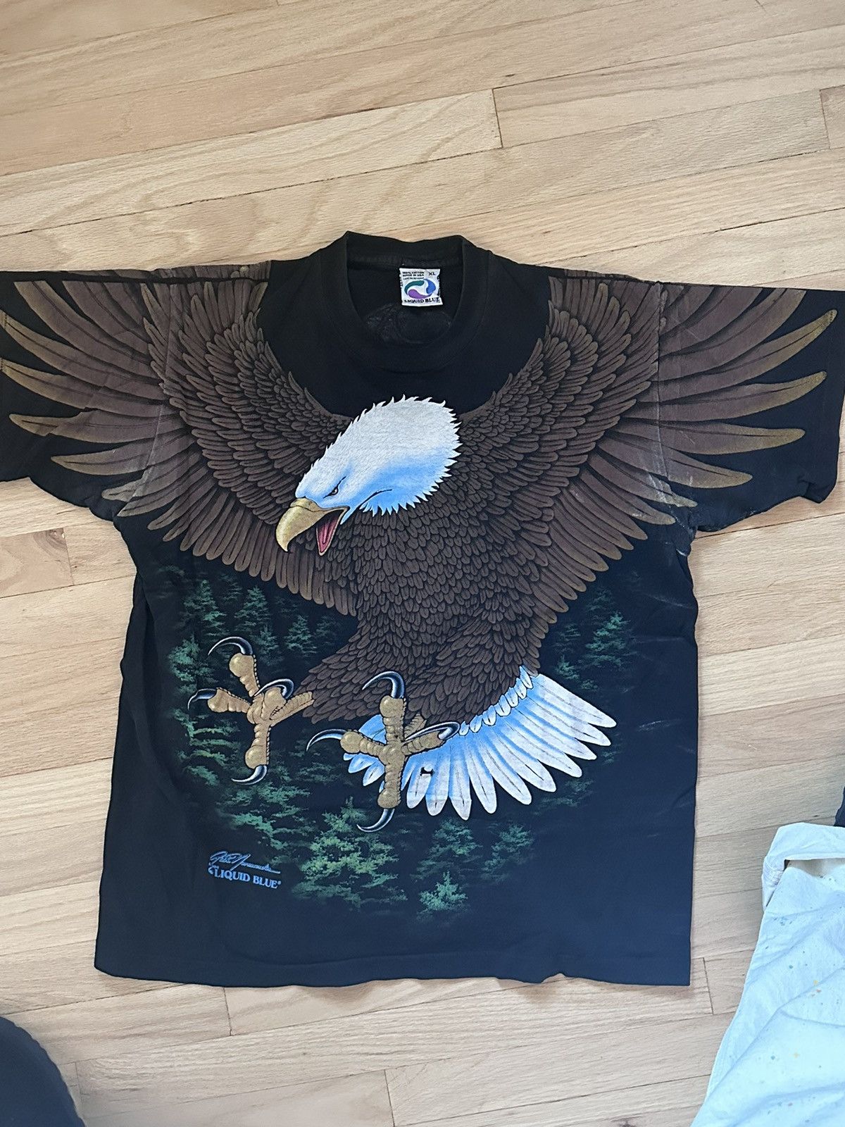 image of Liquid Blue Eagle Tee XL (Seen On Travis Scott) in Black, Men's