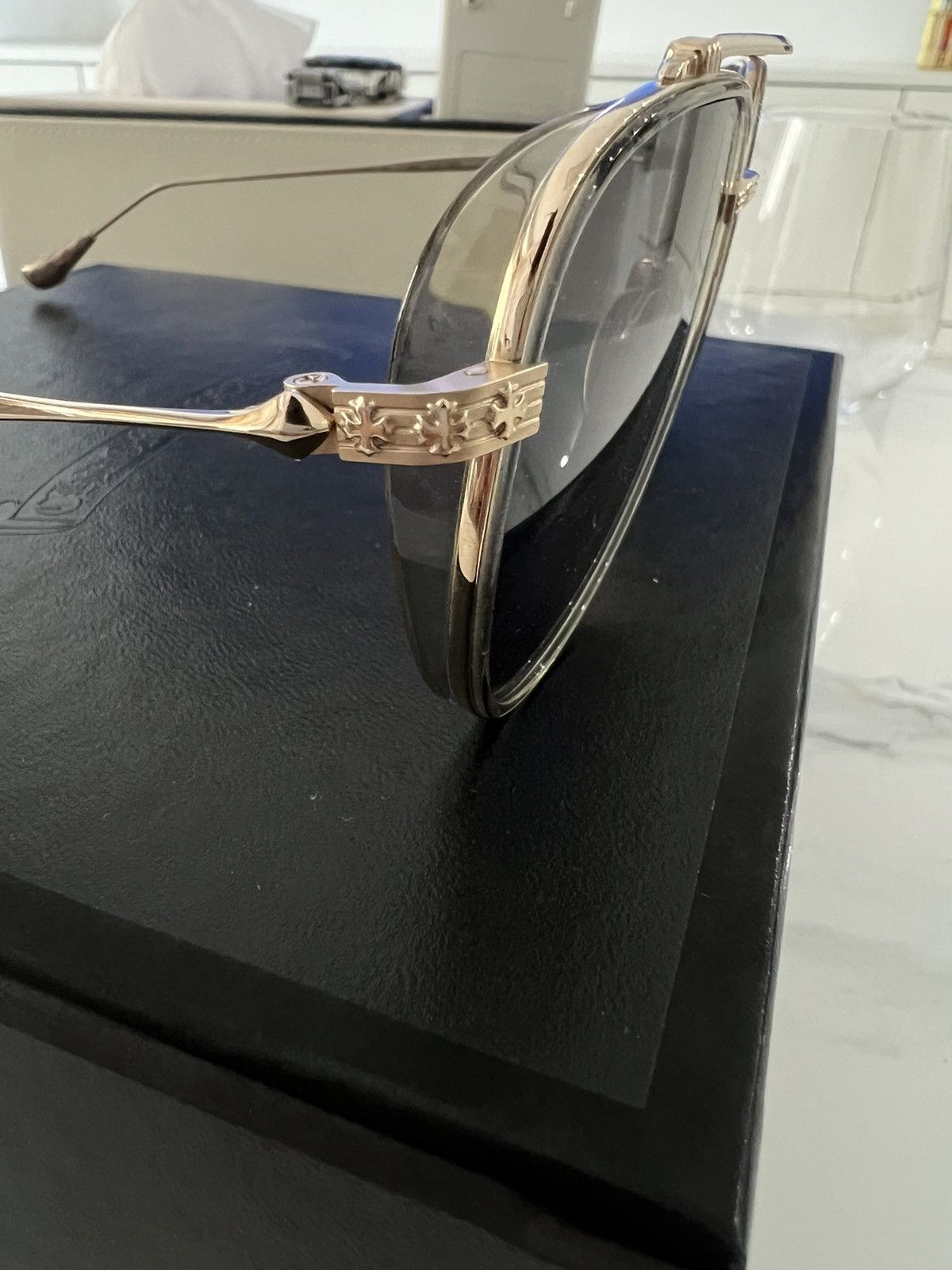 Chrome Hearts Chrome Hearts „Whisker Biscuit“ Gold Aviator Glasses Size ONE SIZE - 2 Thumbnail
