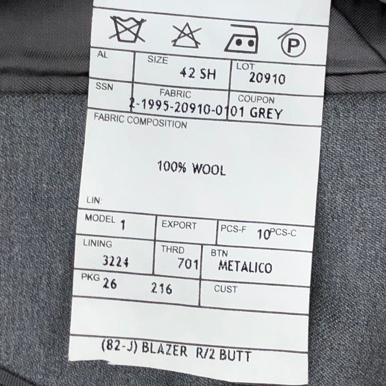 Paul Fredrick Paul Fredrick Size 42S Blazer Sport Coat Gray Brass Buttons Size 42S - 18 Thumbnail