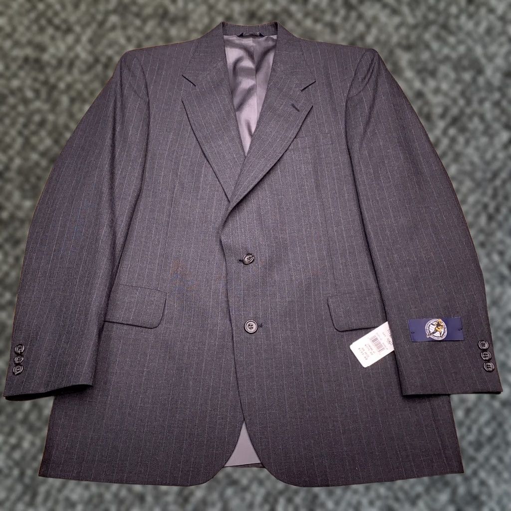 Vintage VINTAGE Kuppenheimer Suit 41R Gray Striped Worsted Wool 2 Piece Men 90s 80s Formal Wedding Size 42R - 1 Thumbnail