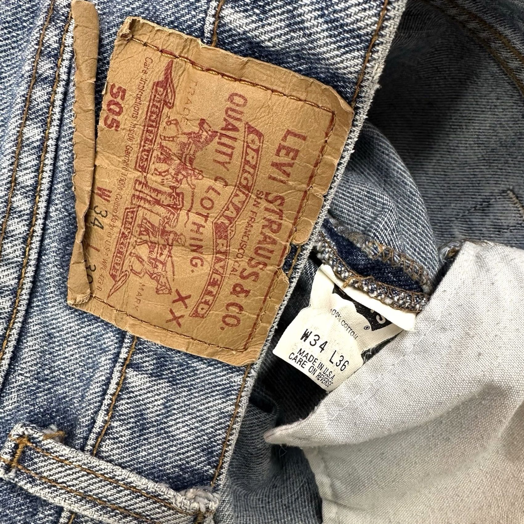 Levi's VINTAGE Levi’s 505 XX Jeans Straight 34 X 36 Men Denim Blue 90s USA Size US 34 / EU 50 - 5 Thumbnail