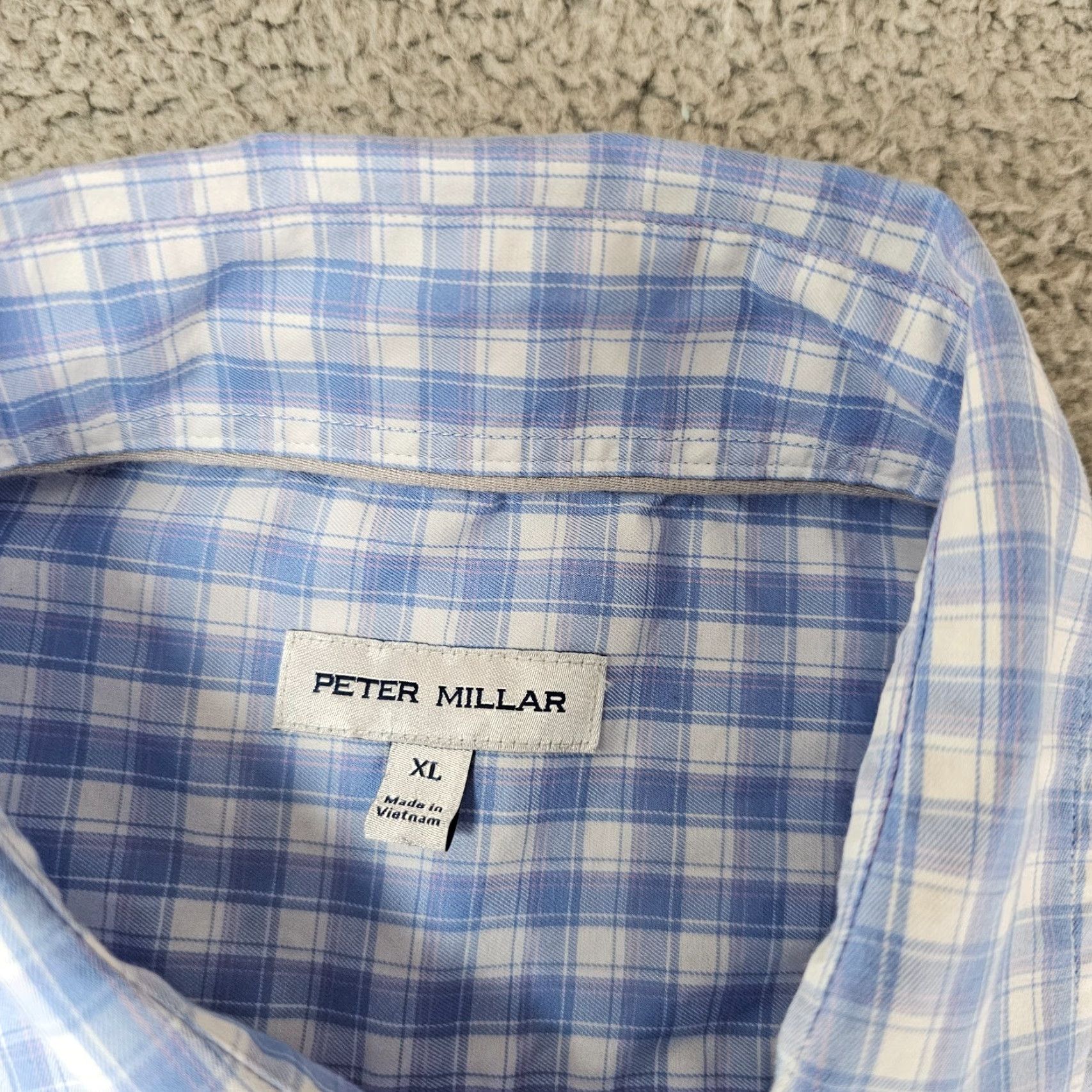 Peter Millar Peter Millar Shirt Mens XL Light Blue Check Button-Up Dress Casual Size US XL / EU 56 / 4 - 3 Thumbnail