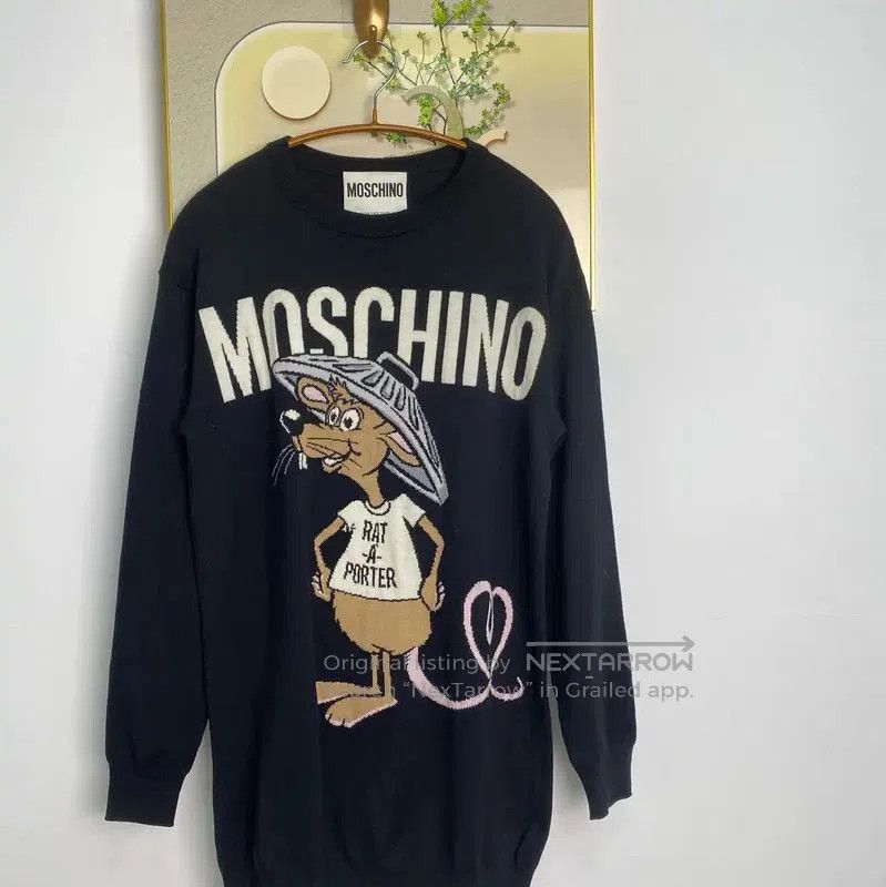 Moschino Moschino Black Wool Dress with Cartoon Graphics . Size XXS / US 00 / IT 34 - 1 Thumbnail