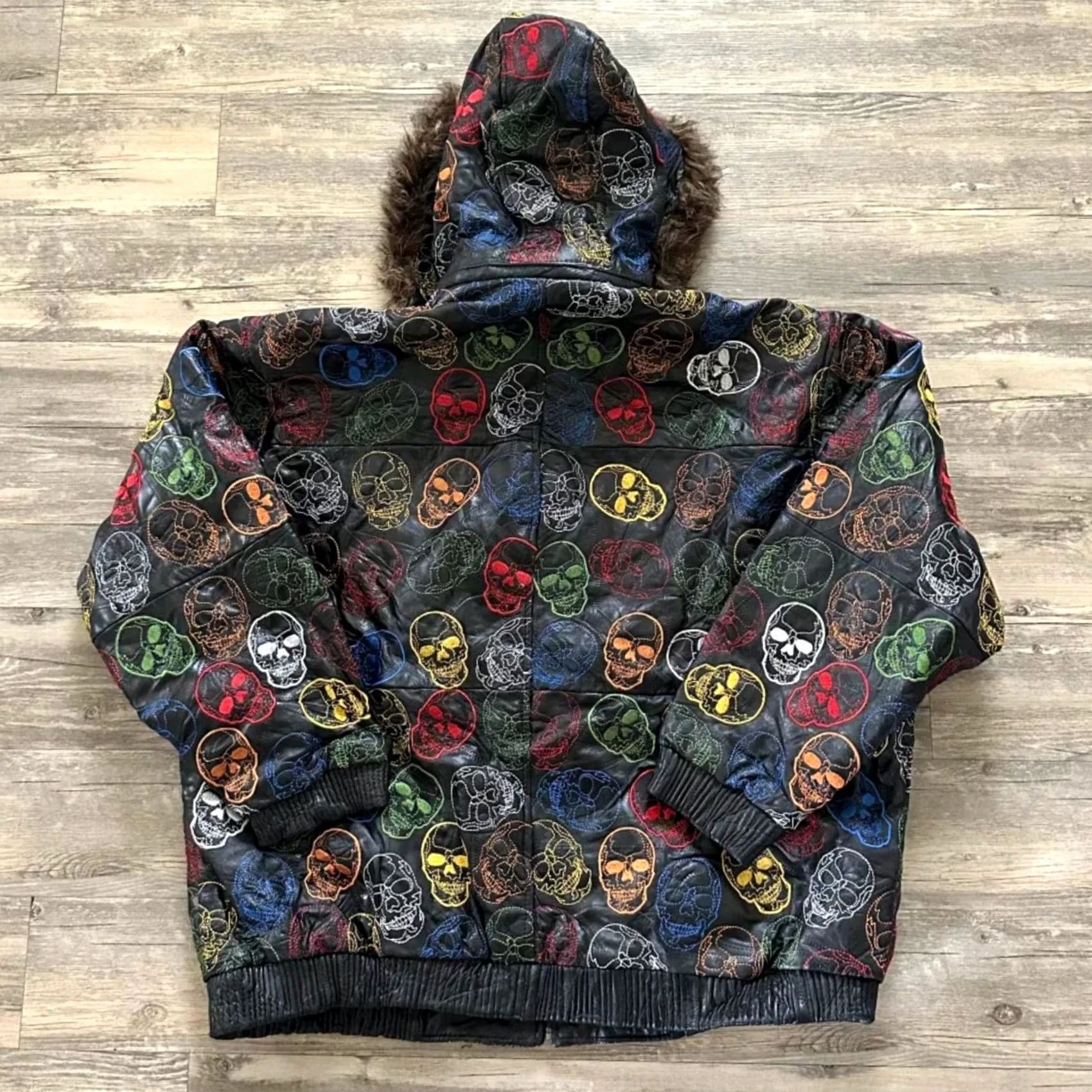 Our Legacy VINTAGE Legacy Leather Bomber Jacket 5XL Black Fur Hood Skull All Over Print AOP Men Men 5XL Big & Tall Size US XXL / EU 58 / 5 - 3 Thumbnail