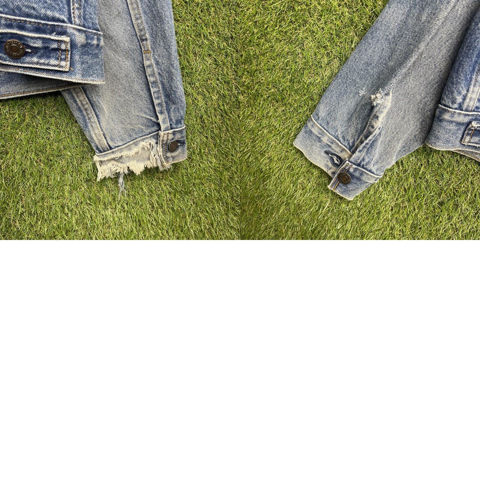 Levi's VINTAGE Levi's Jacket Mens 38 Blue Denim Made USA Distressed Cuffs 70506-0216 90s Size US XXS / EU 40 - 9 Thumbnail