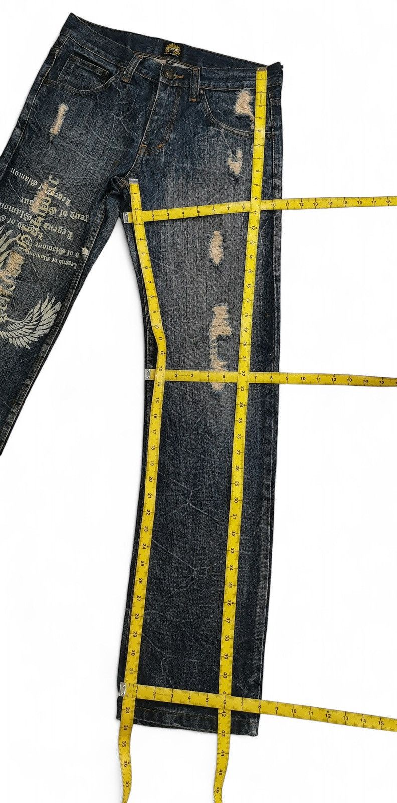 Hysteric Glamour Legend of Glamour Distressed Wings Print Denim Jeans Y2K Size US 30 / EU 46 - 13 Thumbnail