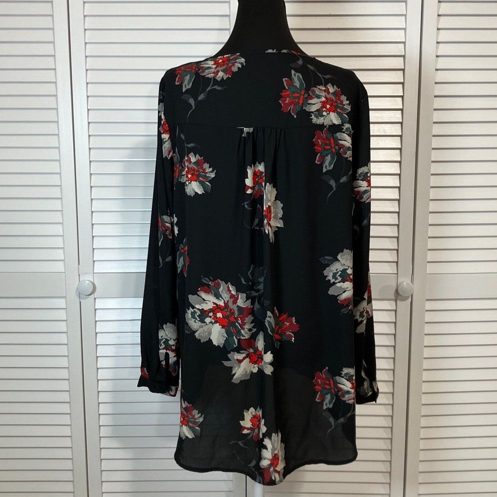 Other Chelsea & Theodore Boho Black Floral Tunic Blouse Women M Size M / US 6-8 / IT 42-44 - 3 Thumbnail