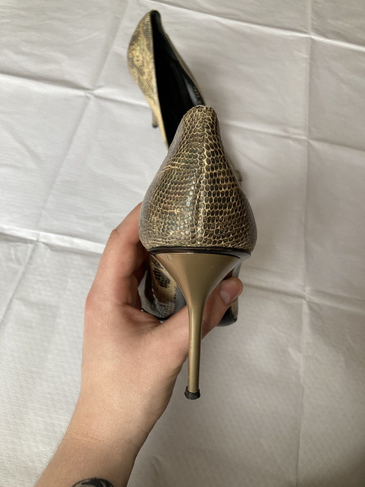 Gucci Gucci gold gold exotic leather Vintage Heels Size US 9.5 / IT 39.5 - 5 Thumbnail
