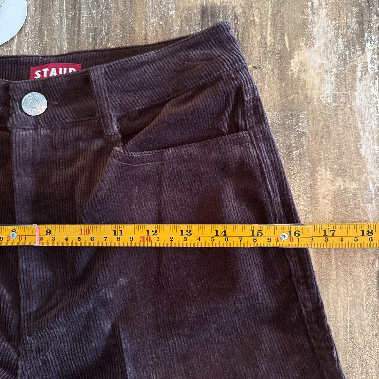 Staud STAUD Women Chisel Corduroy Pants Mahogany Straight HighRise Size 26" / US 2 / IT 38 - 8 Thumbnail