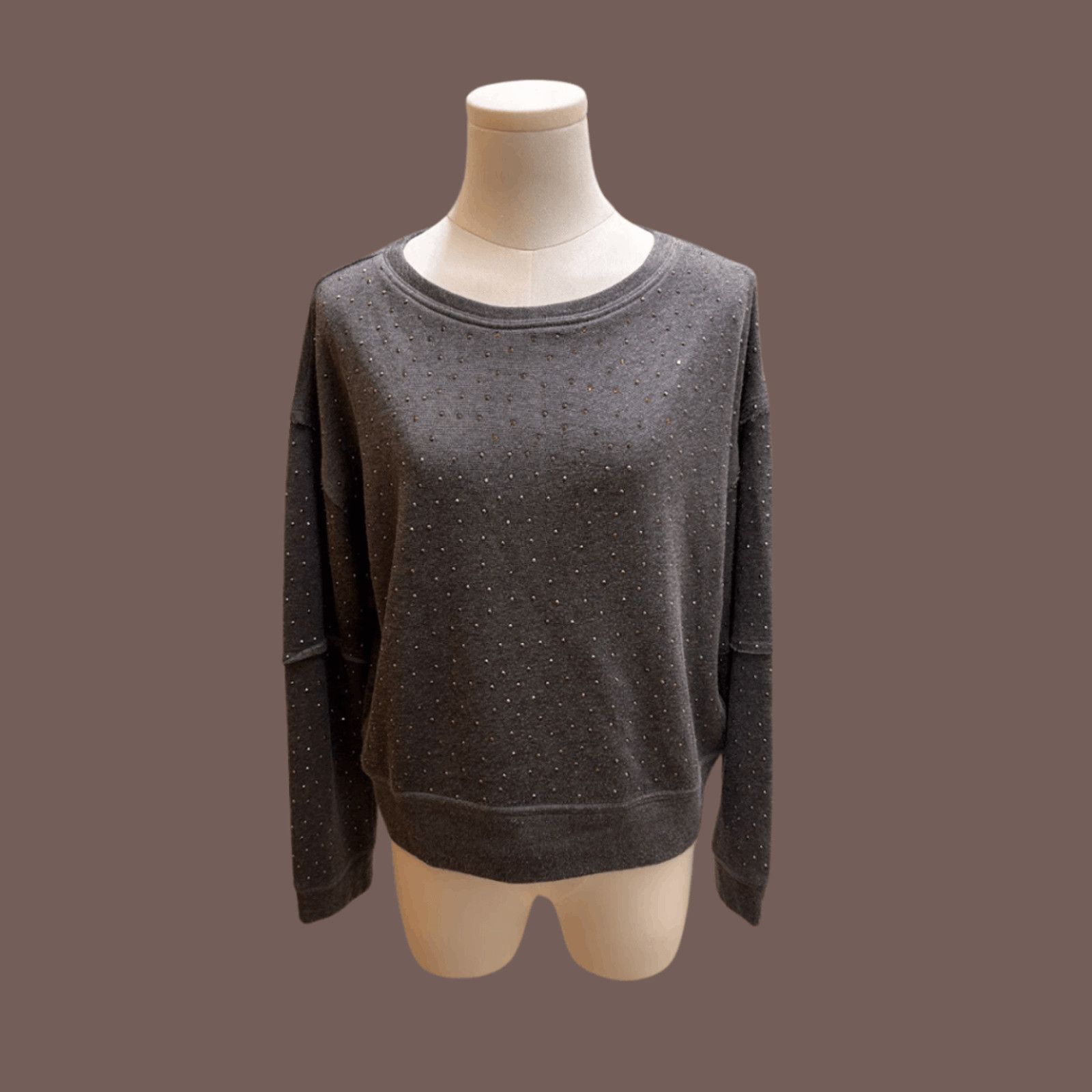Alice + Olivia VTG Modal Sweatshirt Alice + Olivia Studded Grey Luxe Basic Size M / US 6-8 / IT 42-44 - 1 Thumbnail