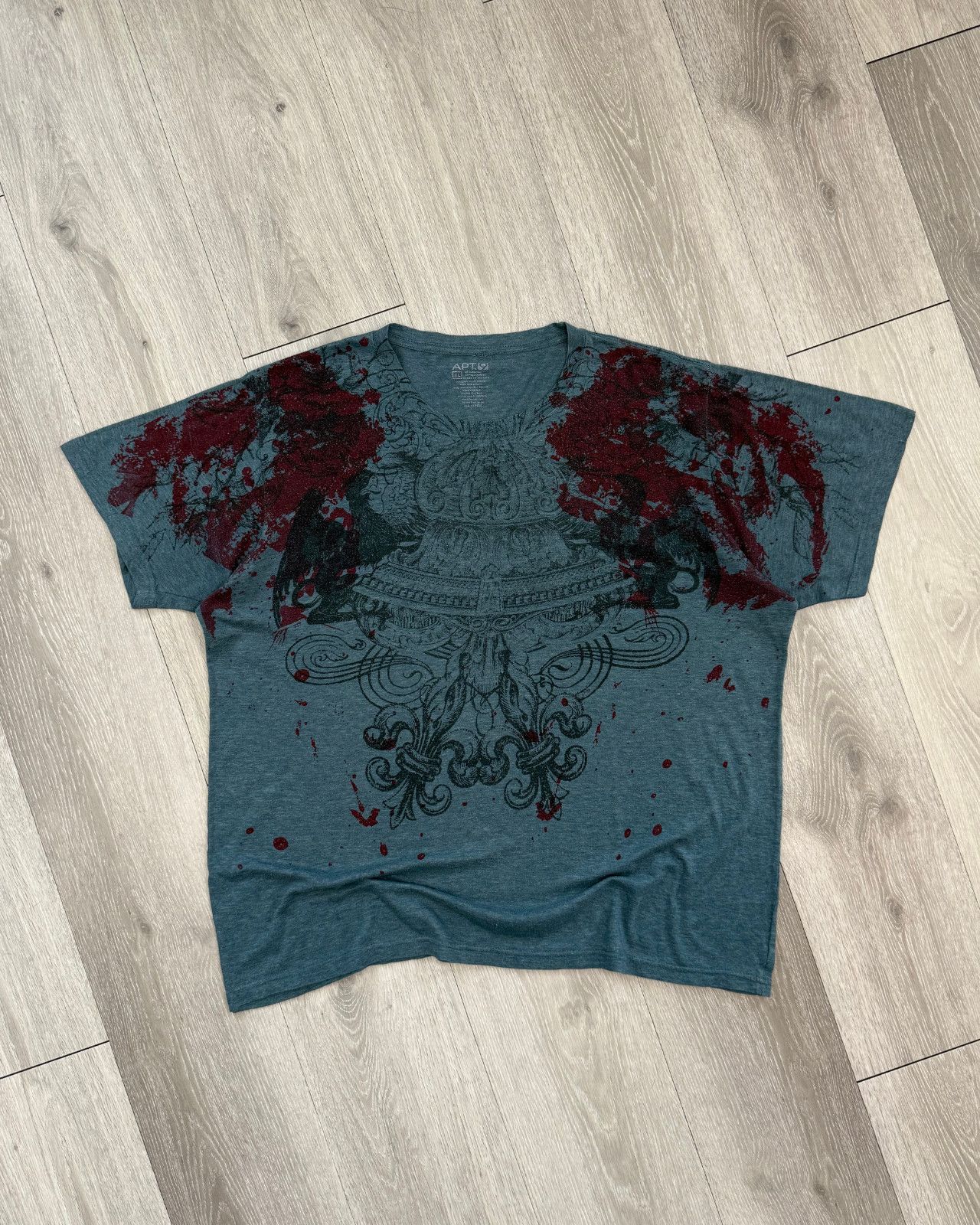 Apt. 9 Y2K APT.9 Blood Splatter Men's Teal T-Shirt - Size XL Size US XL / EU 56 / 4 - 1 Thumbnail