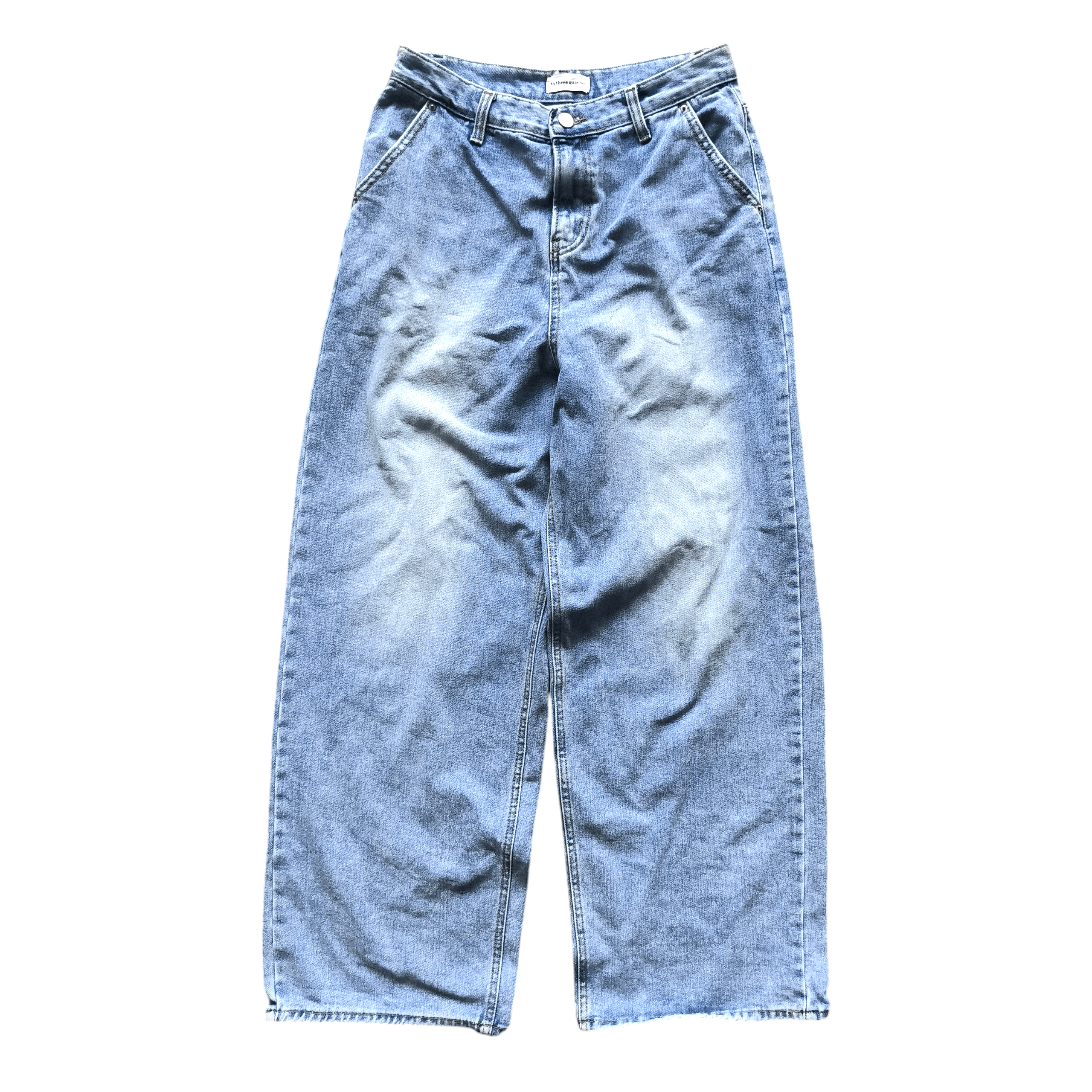 Japanese Brand Three Quarter Baggy Jeans Size US 31 - 1 Thumbnail
