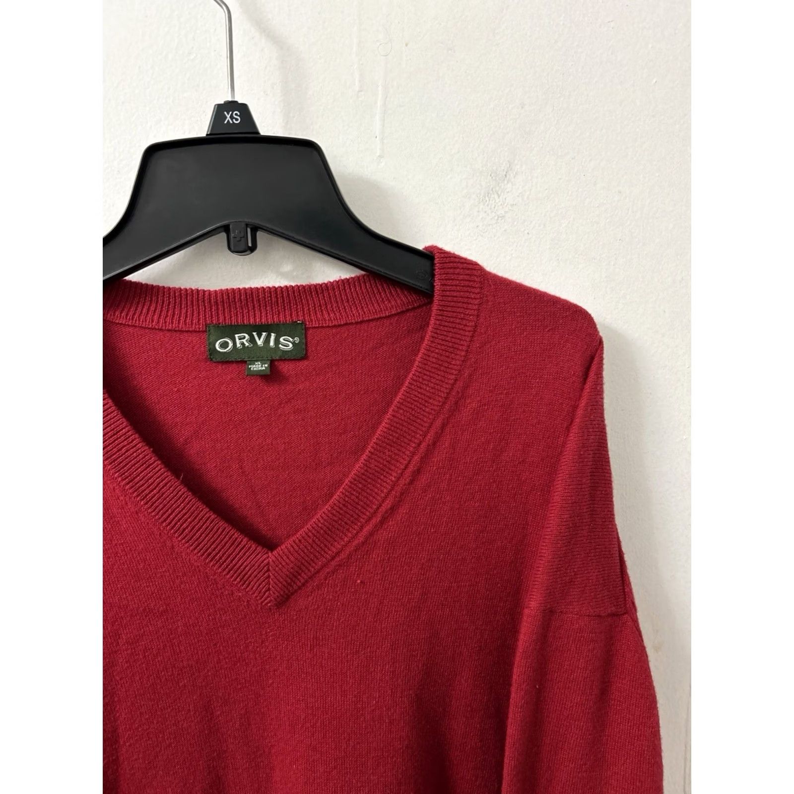 Orvis ORVIS Sweater Mens XL Red V Neck Silk Cashmere Blend Pullover L/S Size US XL / EU 56 / 4 - 4 Thumbnail