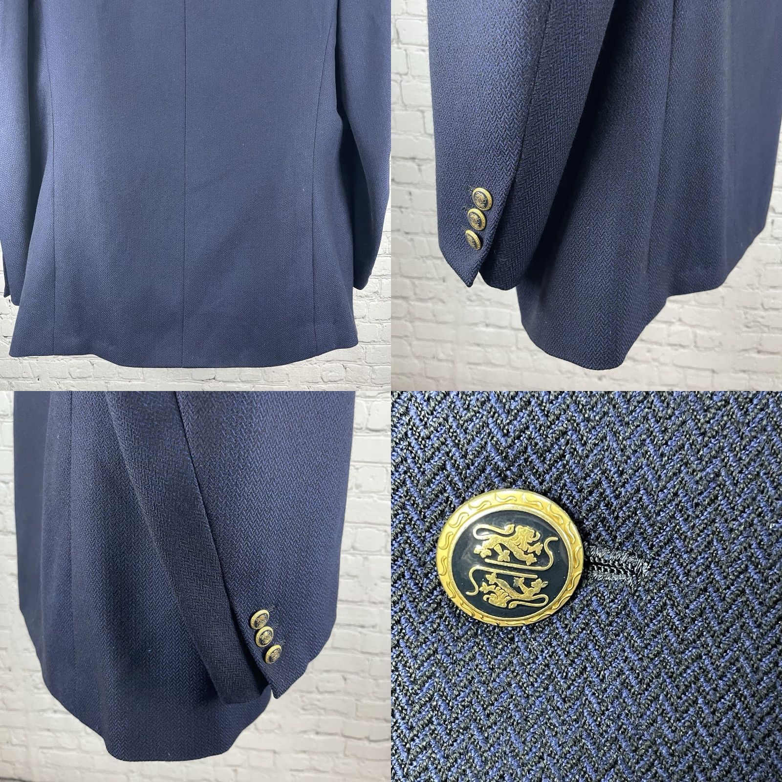 Vintage VTG Just Men's Navy Blazer Sport Coat 2 Gold Button Ventless 42L Jacket Size 42R - 8 Thumbnail