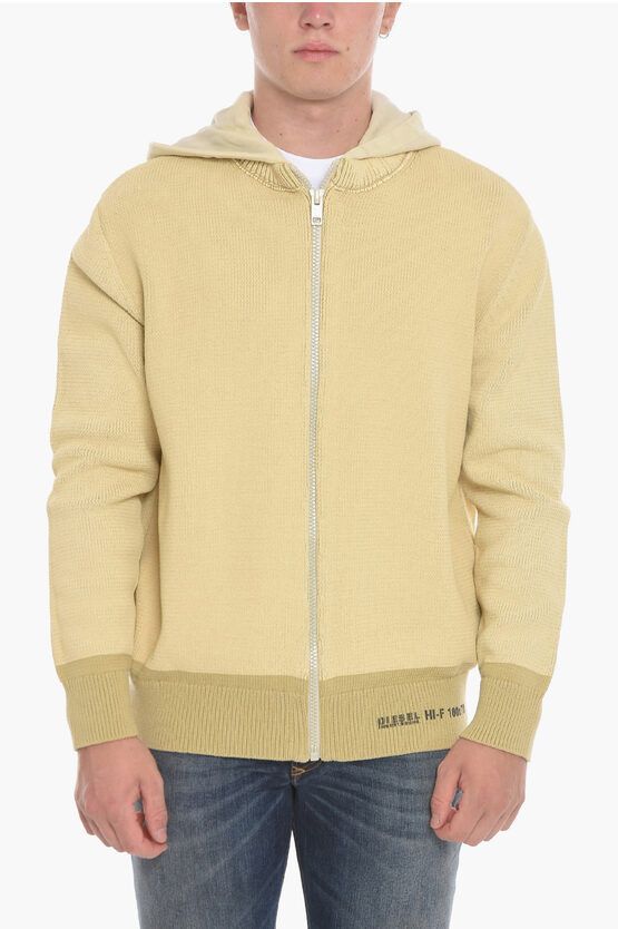 image of Diesel K-Onnor Knitted Hoodie Sweatshirt With Zipped Closure, Men's (Size 2XL)