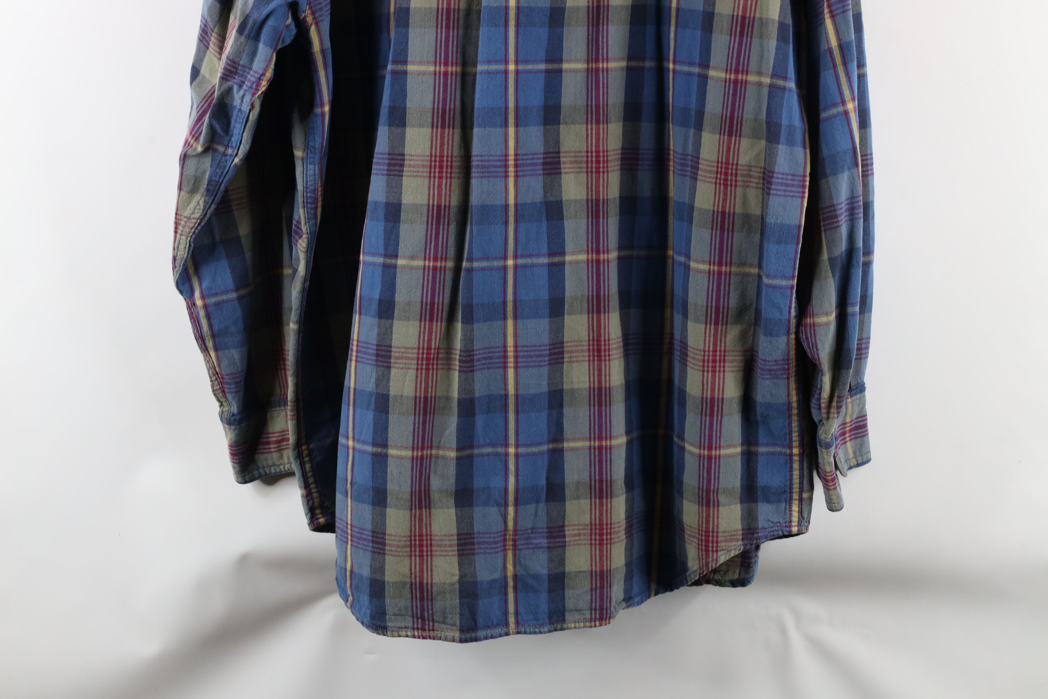 Vintage Vintage 90s Streetwear Denim Collar Button Down Shirt Plaid Size US L / EU 52-54 / 3 - 12 Thumbnail