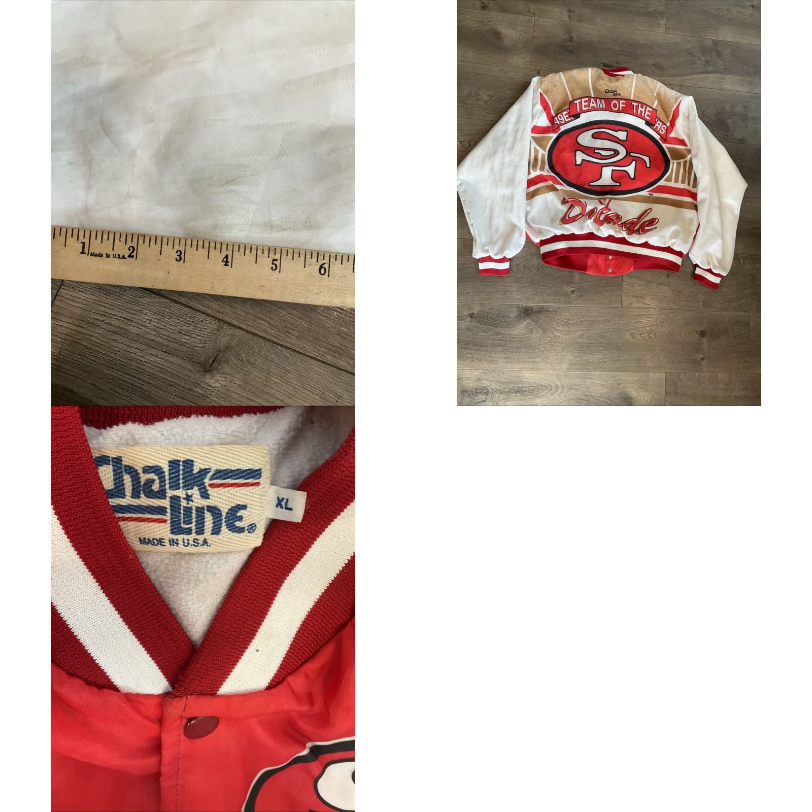 Chalk Line VINTAGE Chalk Line San Francisco 49ers Satin Bomber Jacket USA Men’s XL Mens Jacket Adult XL Gold Satin Bomber USA 49ers Football Theme Size US XL / EU 56 / 4 - 8 Thumbnail