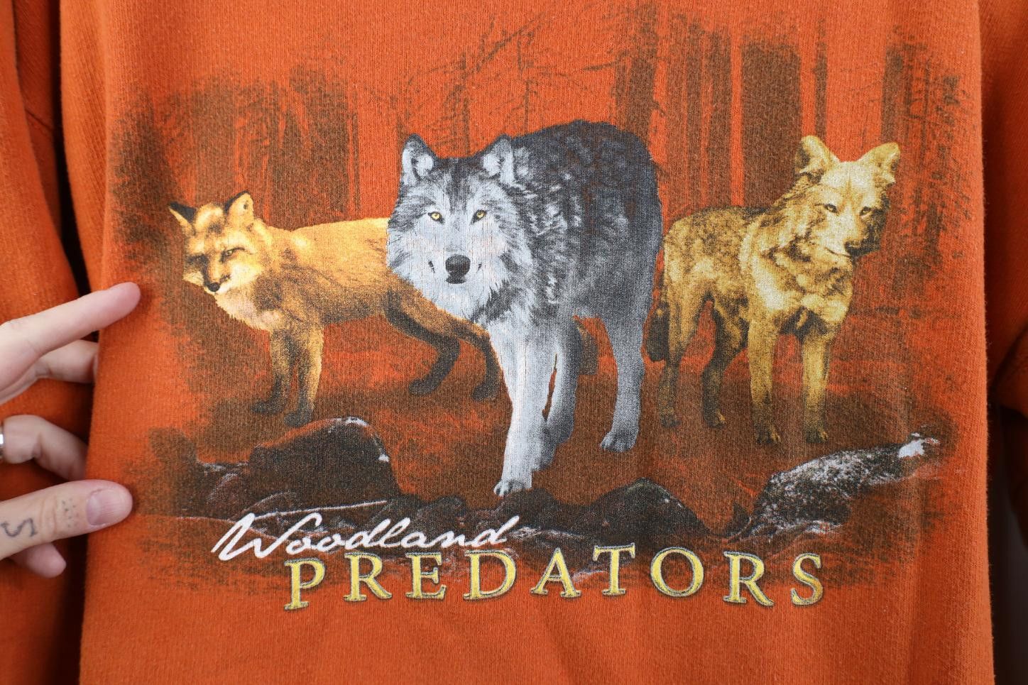 Vintage Vintage 90s Streetwear Nature Wolf Fox Crewneck Sweatshirt Size US M / EU 48-50 / 2 - 4 Thumbnail