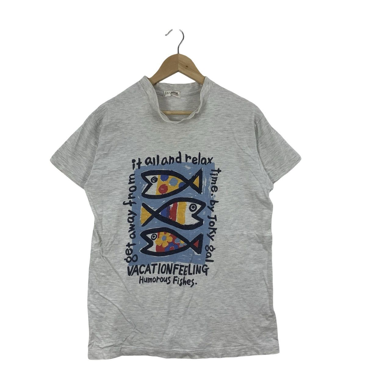 Vintage Vintage JOKYGAL Humorous Fishes Art Design Tee Shirt Size US M / EU 48-50 / 2 - 4 Thumbnail