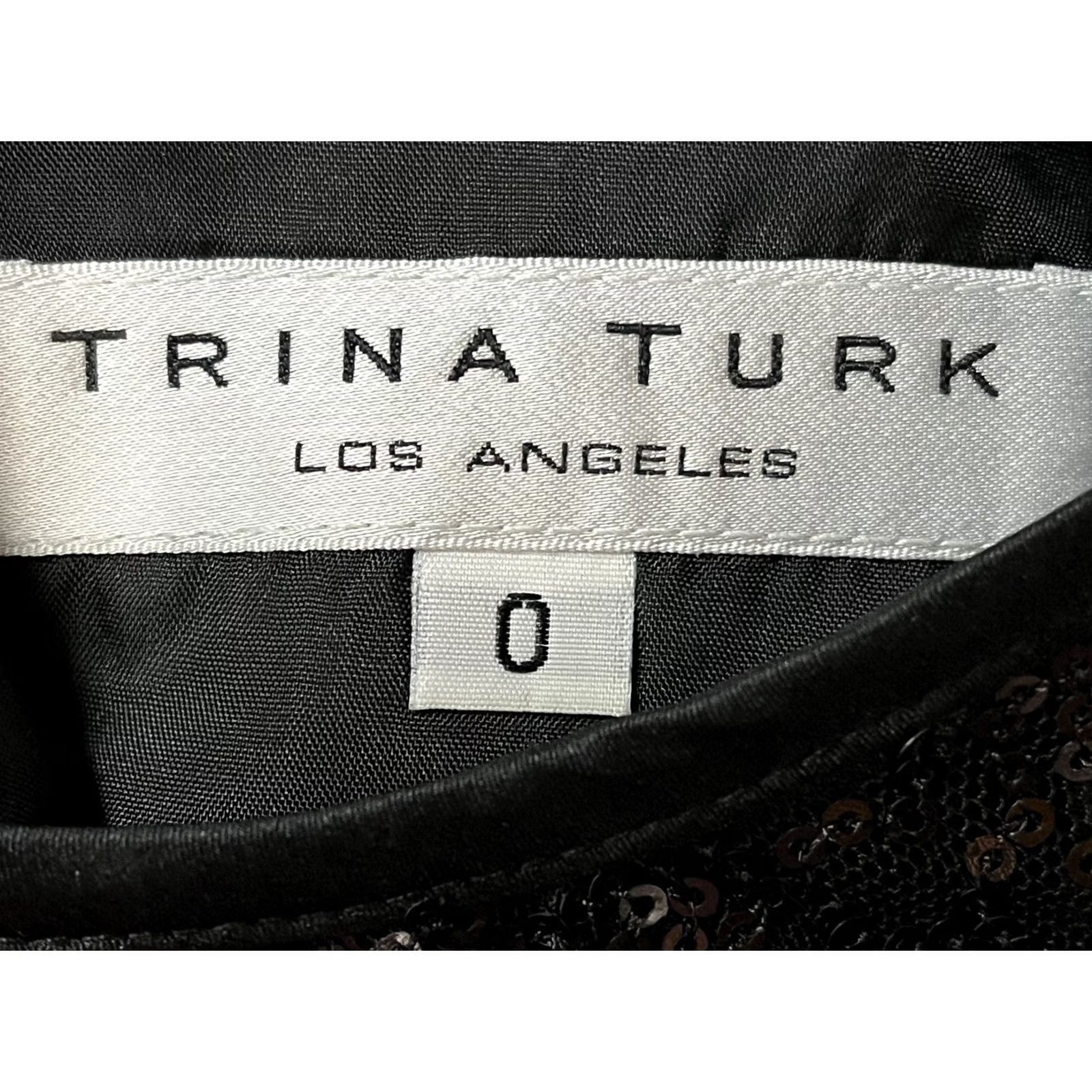 Trina Turk Trina Turk Dali Satin Lace Cocktail Dress Womens 0 Black Sequin Short Sleeve Satin Sheath Lined Velvet? Size XS / US 0-2 / IT 36-38 - 6 Thumbnail