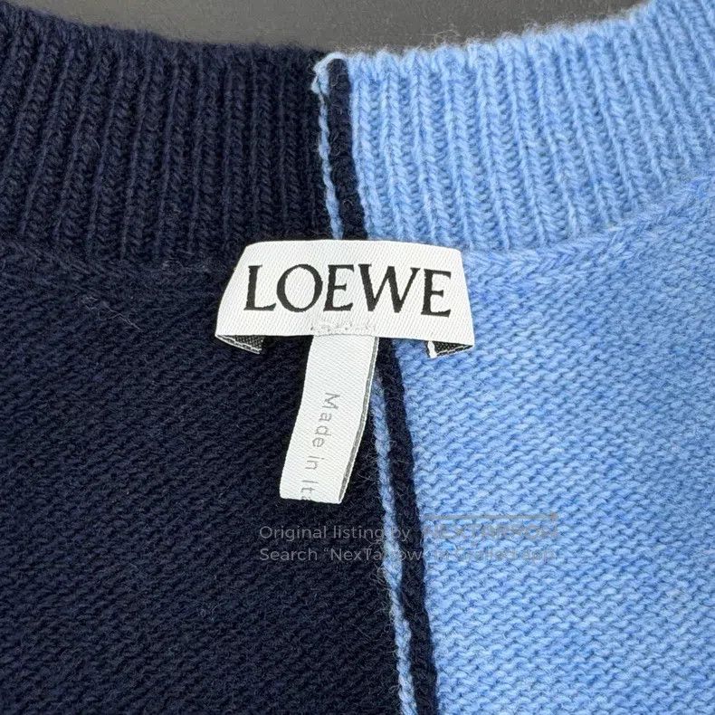 Loewe Loewe Blue Patchwork Embroidered Logo Asymmetrical Wool Sw Size L / US 10 / IT 46 - 5 Thumbnail