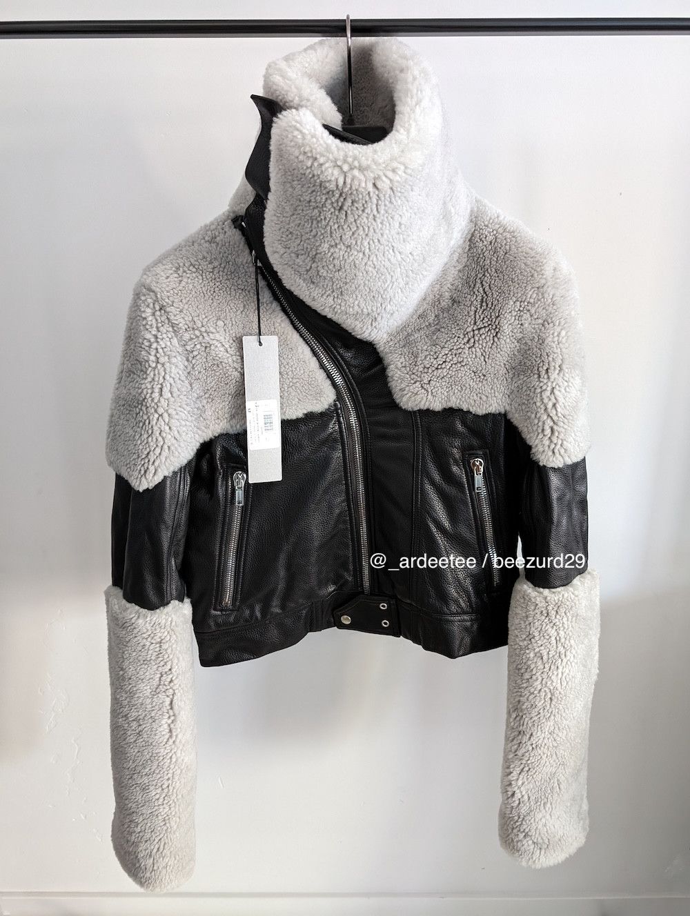 Rick Owens 💥*NEW* KEITH SHEARLING JACKET PERFORMA/STROBE BLACK/PEARL Size US M / EU 48-50 / 2 - 4 Thumbnail