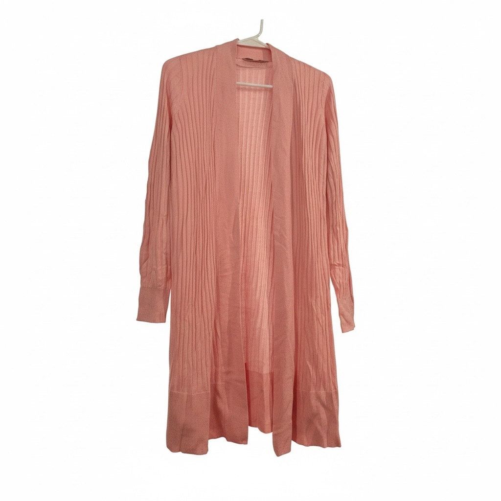 Loft LOFT XS Pink Long Open Front Cardigan Ribbed Lightweight Size XS / US 0-2 / IT 36-38 - 1 Thumbnail