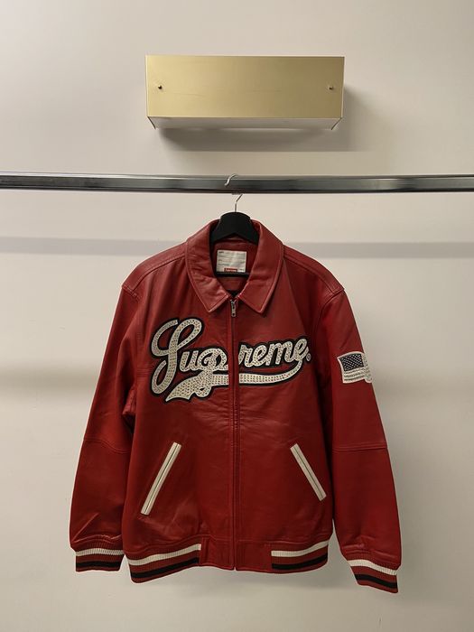 supreme uptown studded leather jacket