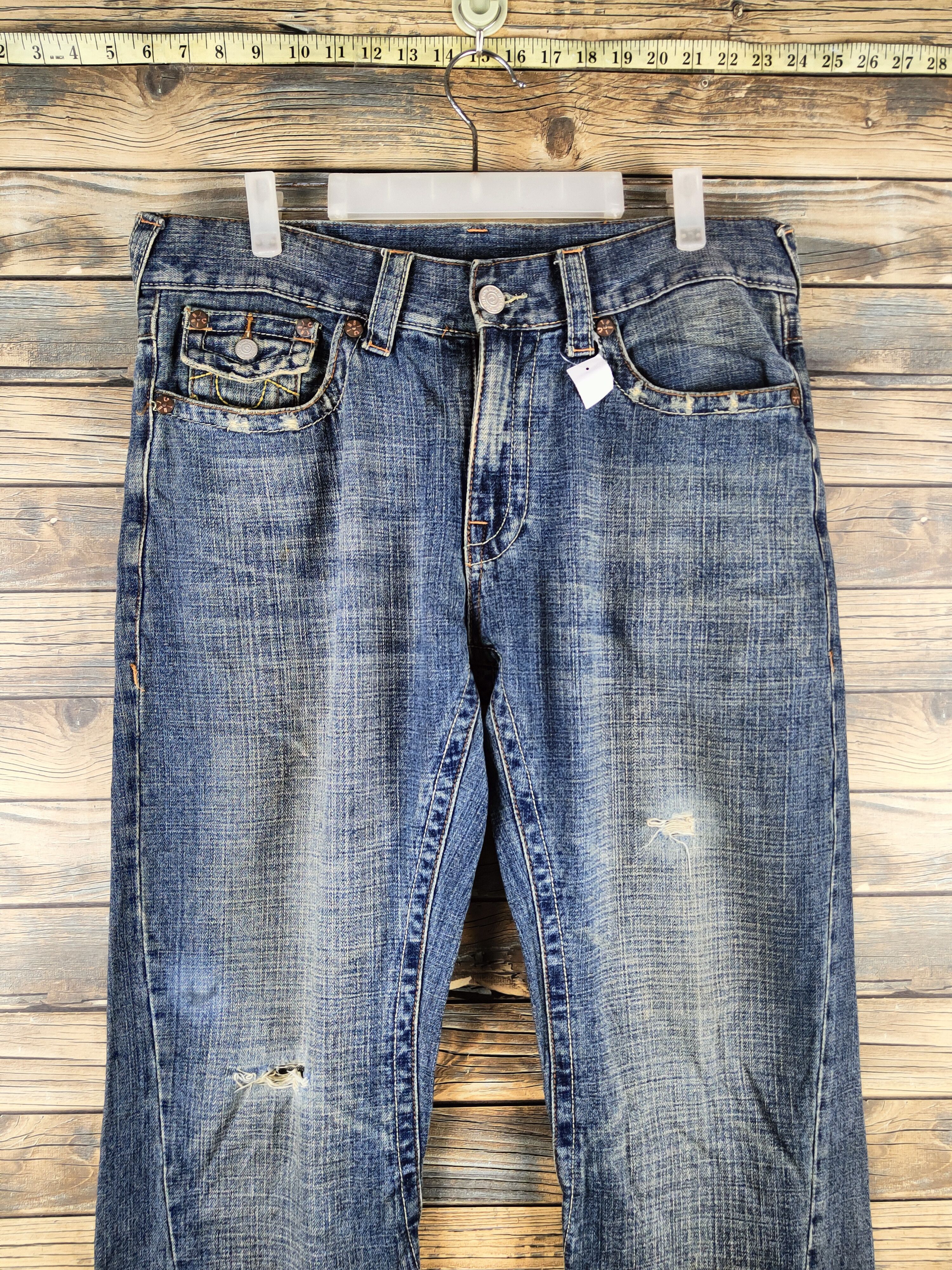 True Religion DL True Religion Blue Distressed Ripped Jeans #46-888 Size US 34 / EU 50 - 2 Thumbnail