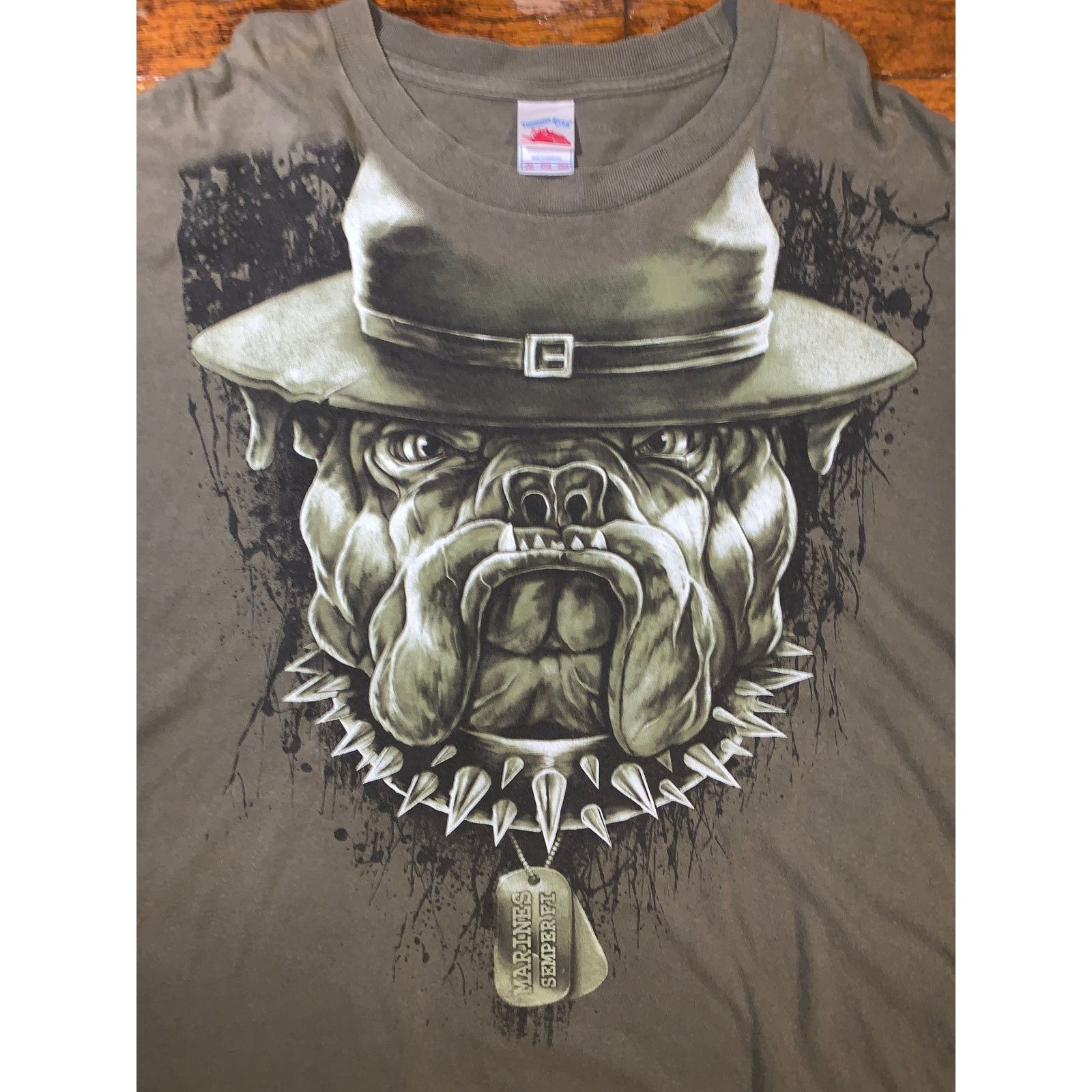 Other × Vintage USMC Semper Fi Bulldog T Shirt 3XL Tennessee River Olive Size US XXL / EU 58 / 5 - 2 Thumbnail