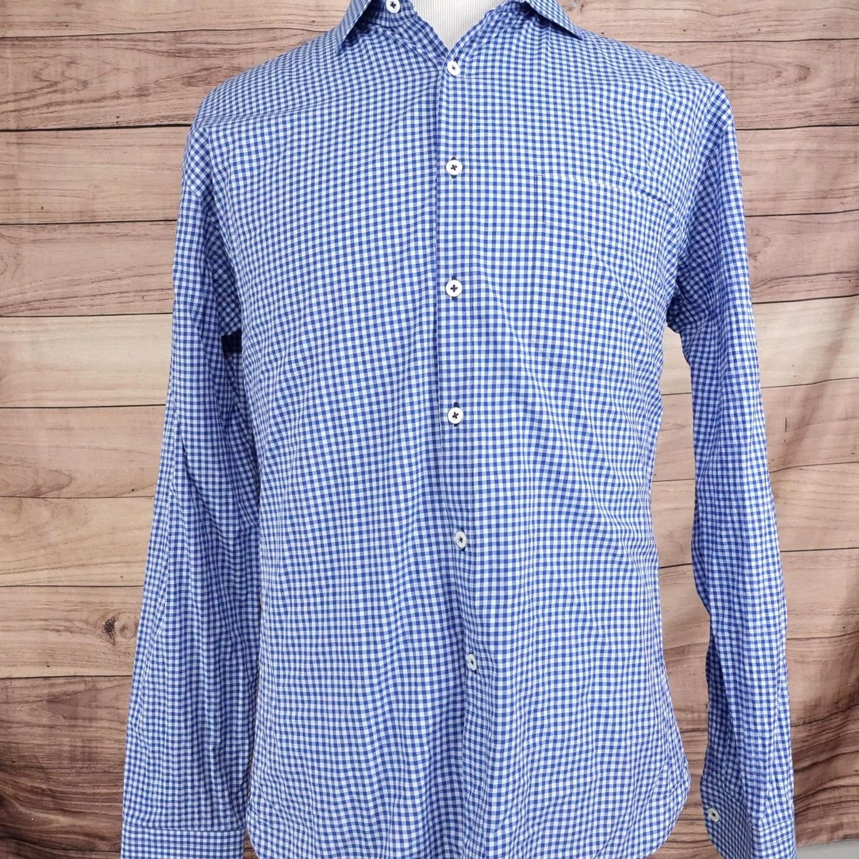 Billy Reid Billy Reid Shirt Mens XL Blue Check Long Sleeve Button-Up Collared Woven Regular Cut Size US XL / EU 56 / 4 - 3 Thumbnail