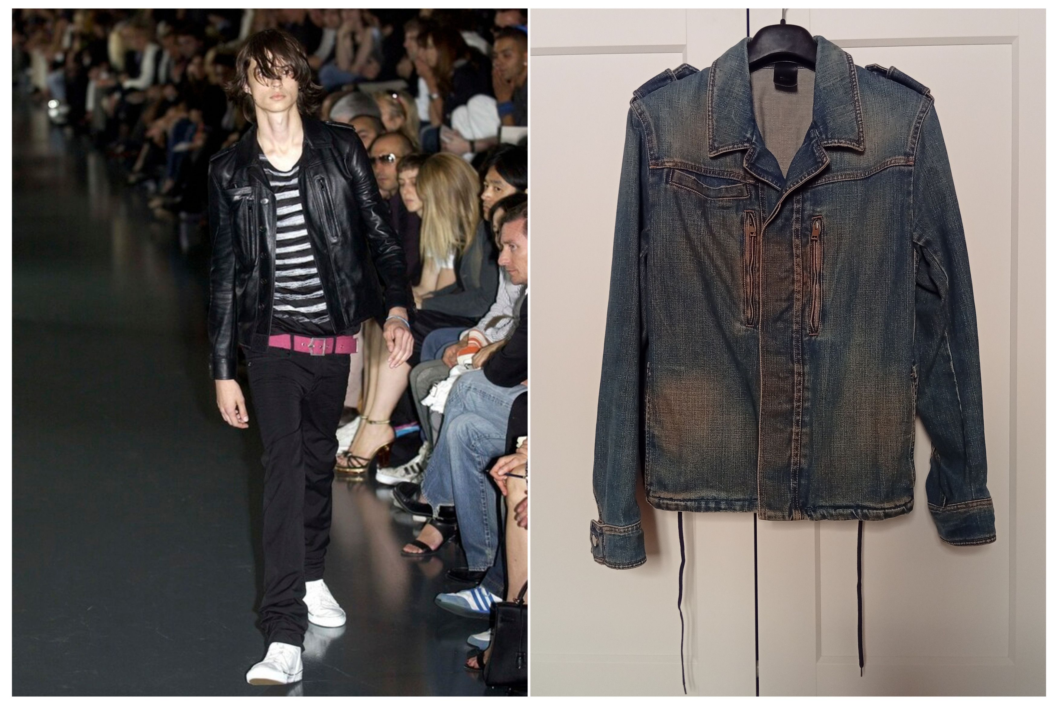 Dior Dior Homme strip denim jacket by Hedi Slimane | Grailed