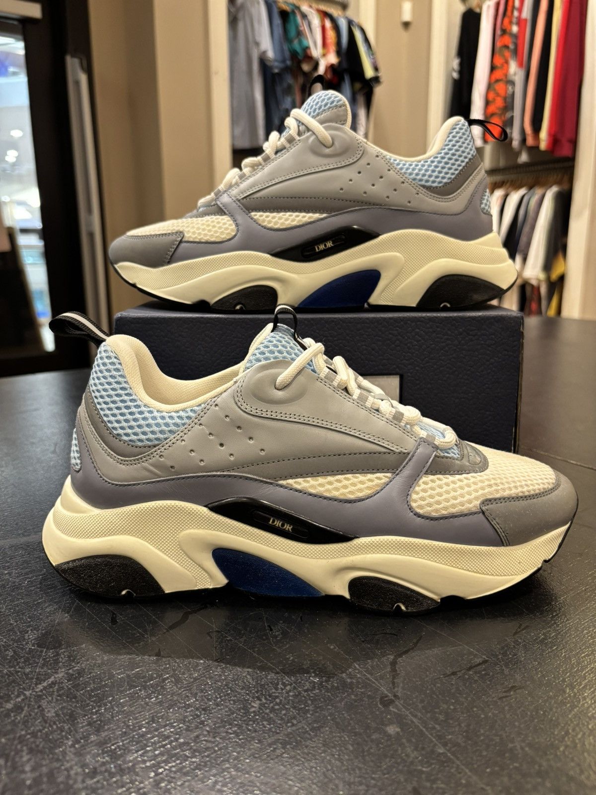 Dior Dior b22 white blue grey sneakers Size US 8 / EU 41 - 2 Thumbnail