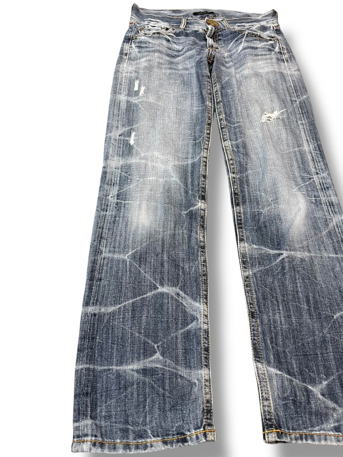 Japanese Brand Vintage Theoria Whiskers Honeycomb Distressed Denim Size US 31 - 3 Thumbnail