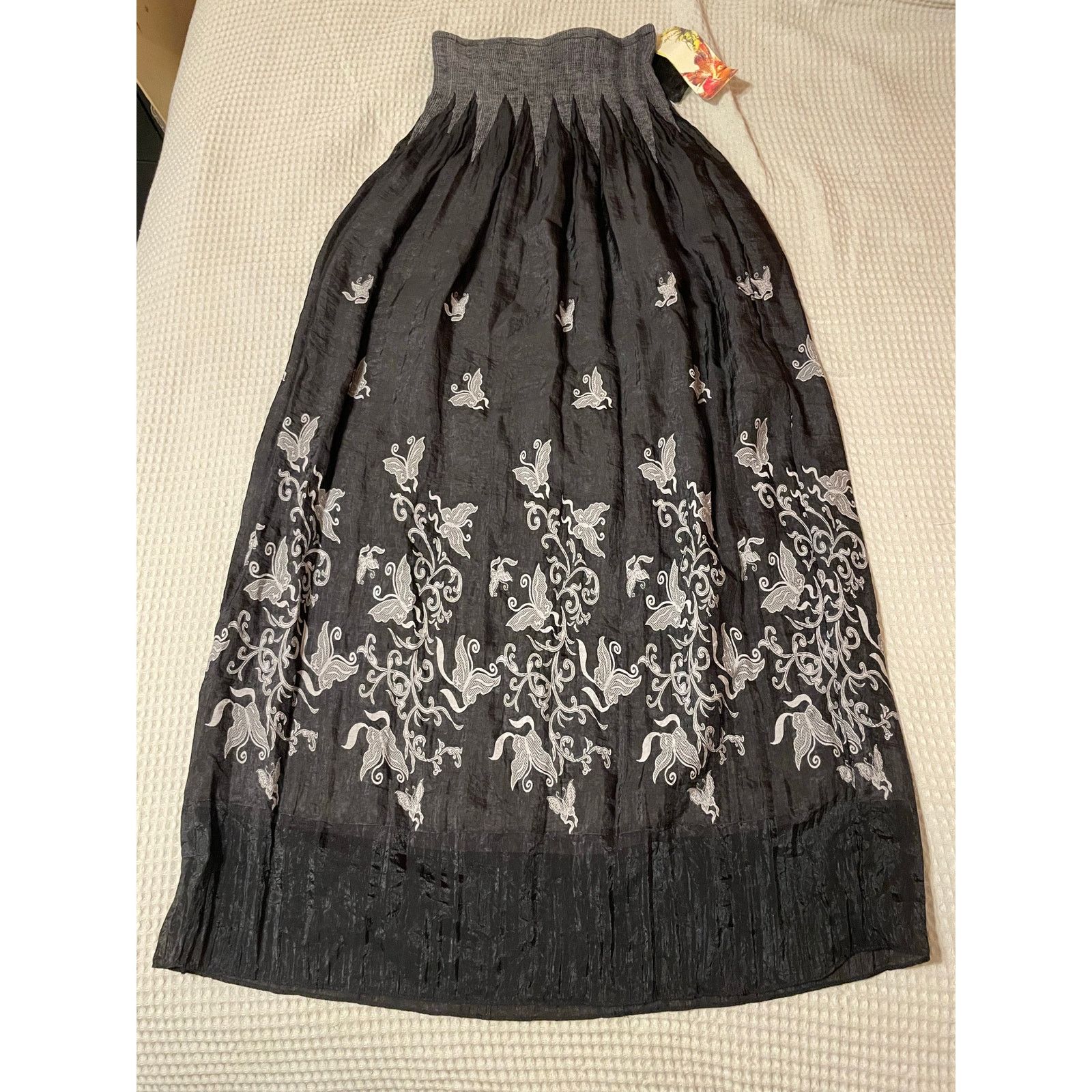 Other NWT Lapis Boho Black Floral Butterfly Midi Dress/ Skirt OS Size ONE SIZE - 12 Thumbnail