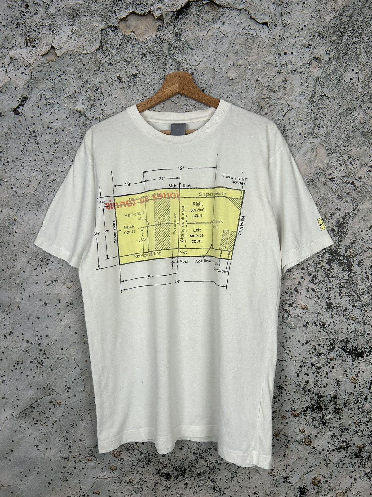 Vintage Nike Tennis Court 90s Graphic Tee Swoosh Sport Hype