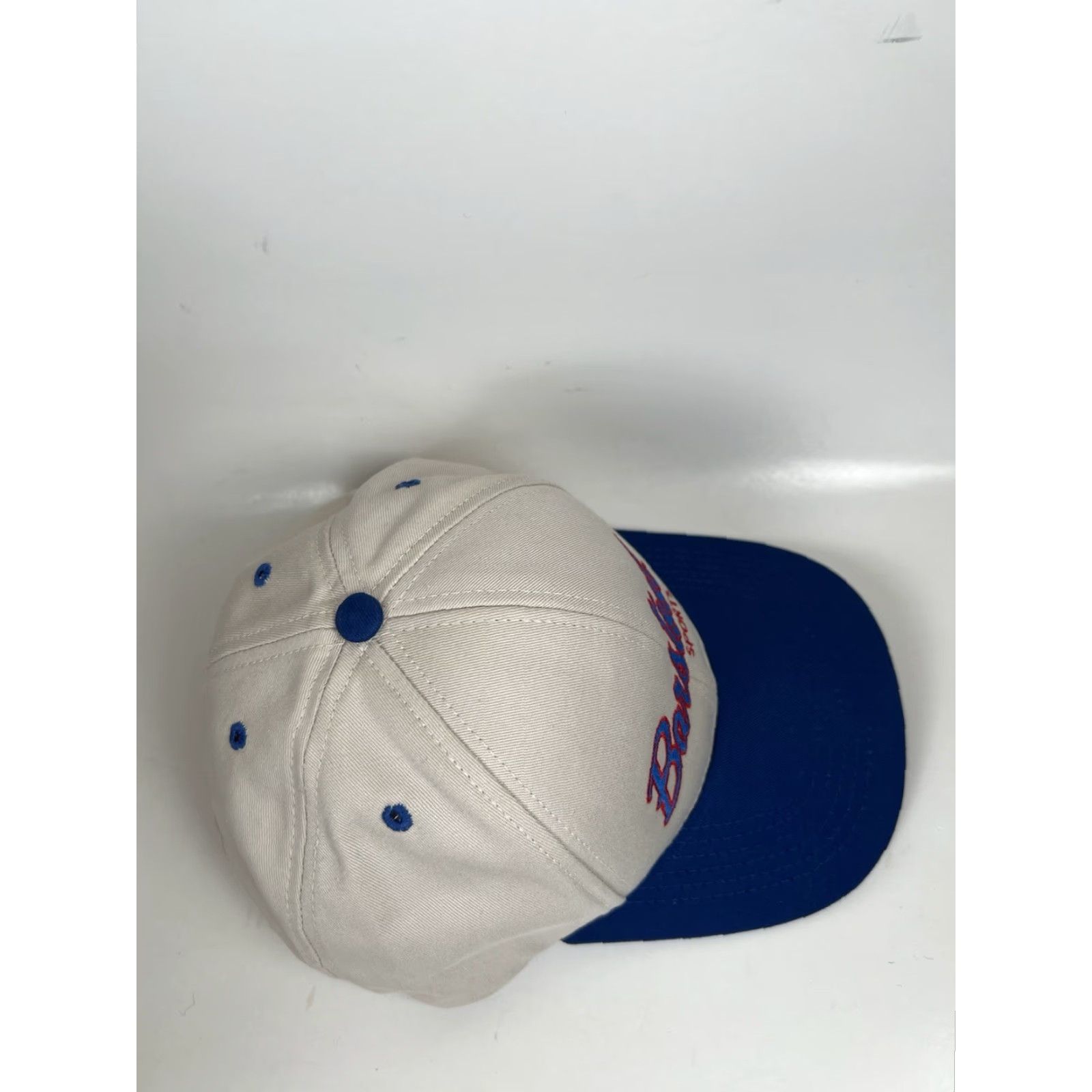 Vintage Barstool Sports Retro Script SnapBack Baseball Hat Cap Beige Navy Embroidered Size ONE SIZE - 5 Thumbnail