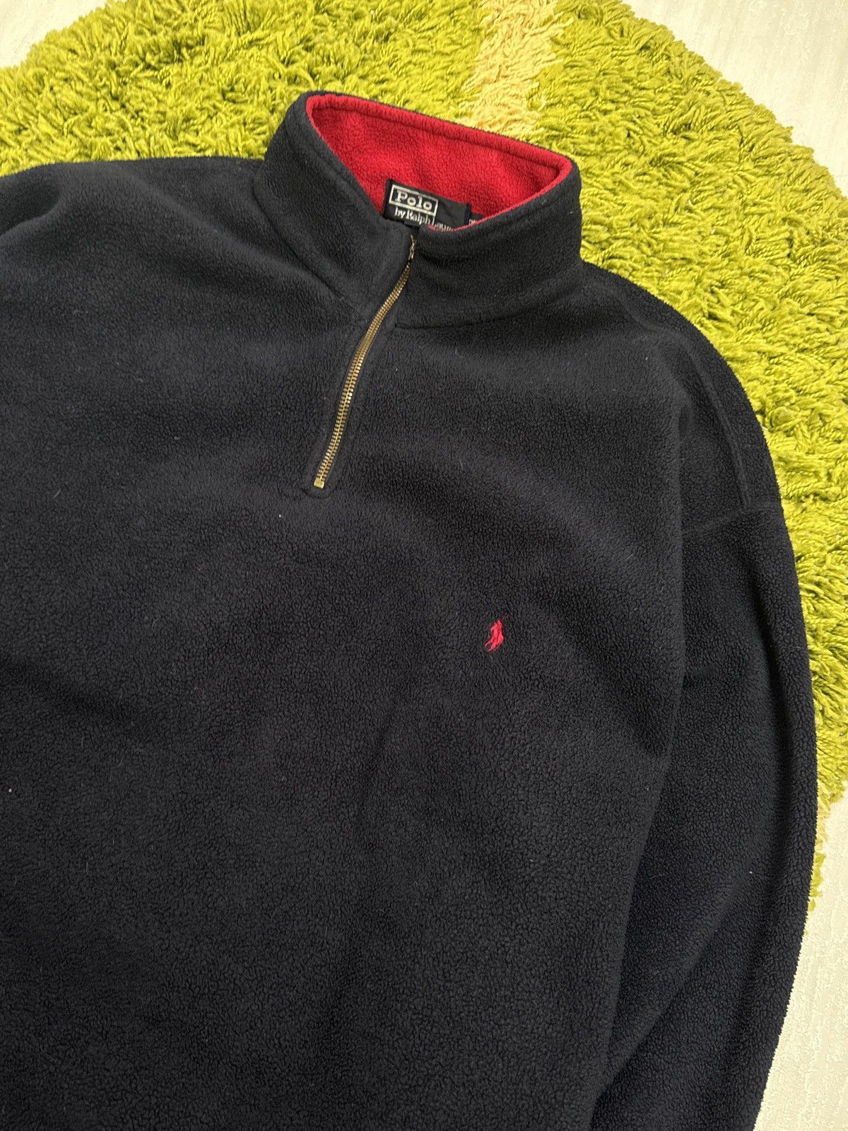 Polo Ralph Lauren × Vintage Vintage Polo Ralph Lauren Fleece Quarter Zip Large Navy Blue Size US XXL / EU 58 / 5 - 2 Thumbnail