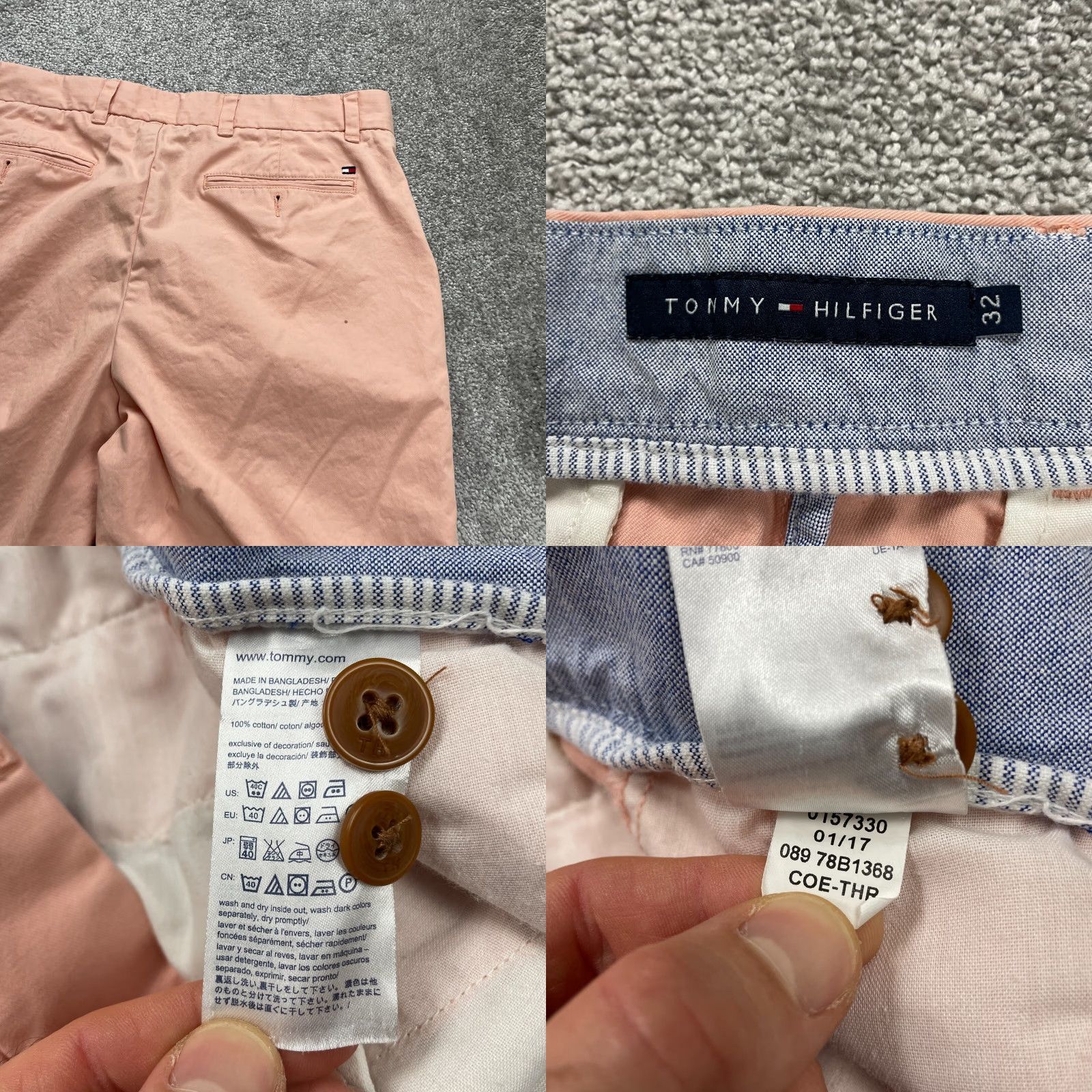 Tommy Hilfiger Tommy Hilfiger Men's Shorts Chino Flat Front Cotton Peach Pink 32 Size US 32 / EU 48 - 8 Thumbnail