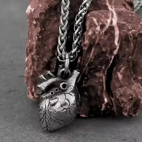 Jewelry Anatomical Heart Hip Hop Pendant Necklace Size ONE SIZE - 4 Thumbnail