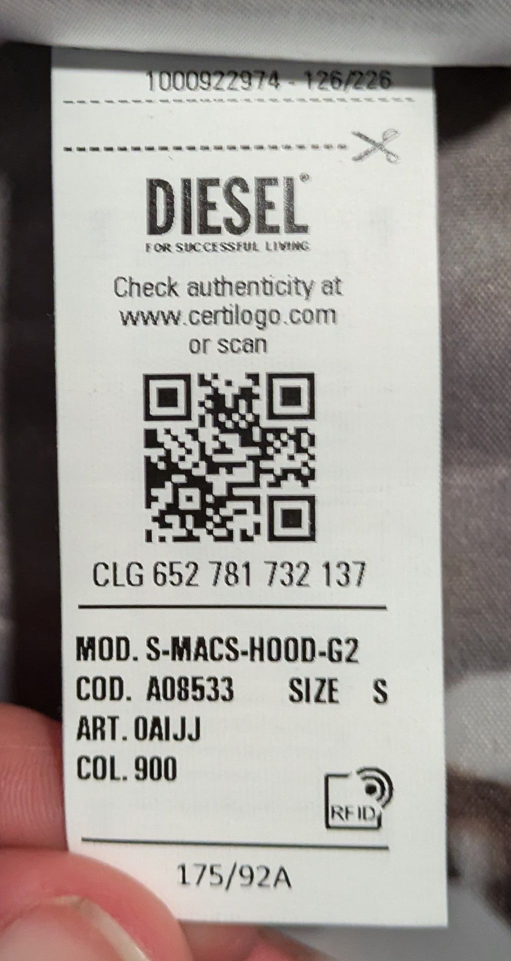 Diesel S-MACS-HOOD-G2 Size US S / EU 44-46 / 1 - 8 Thumbnail