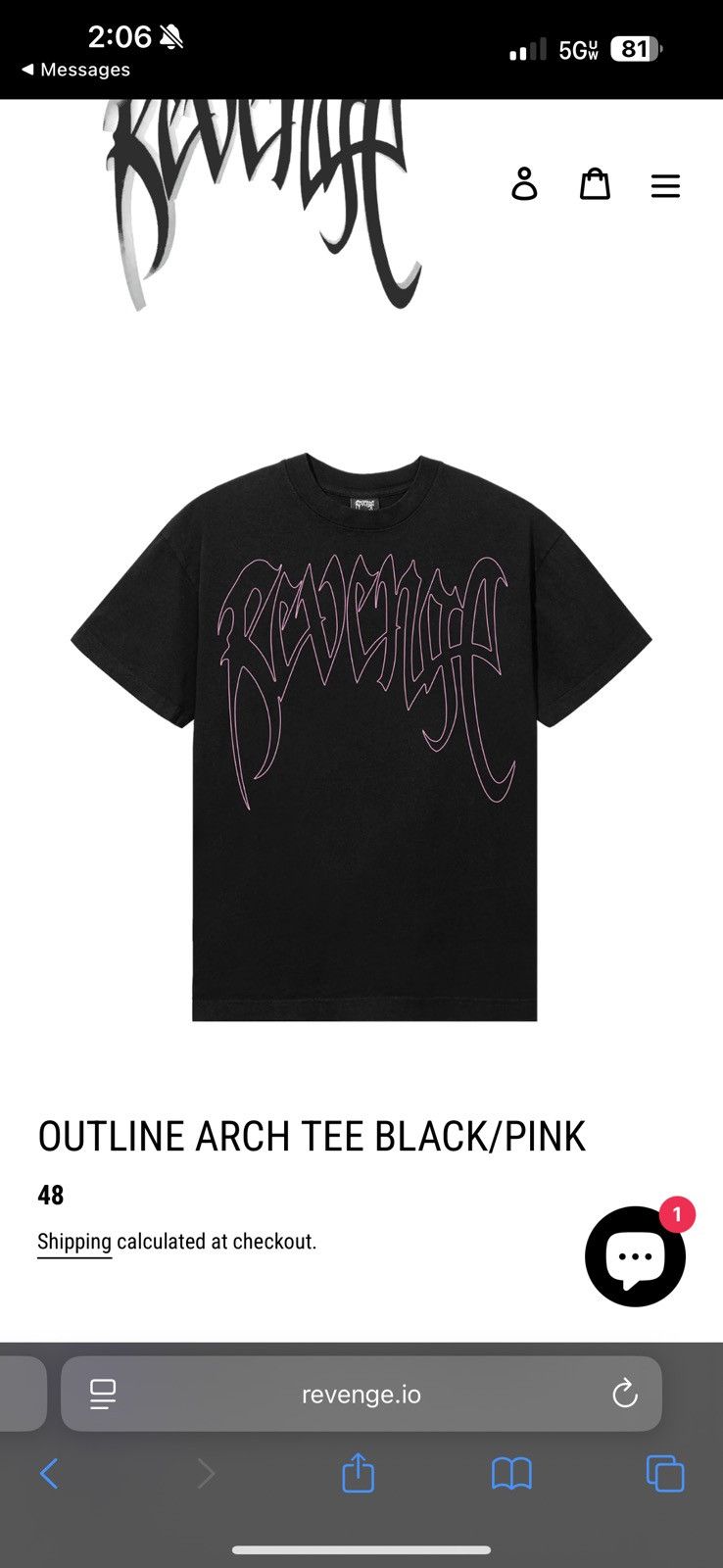 Revenge Revenge Outline Arch Tee Black/Pink Size US M / EU 48-50 / 2 - 2 Thumbnail