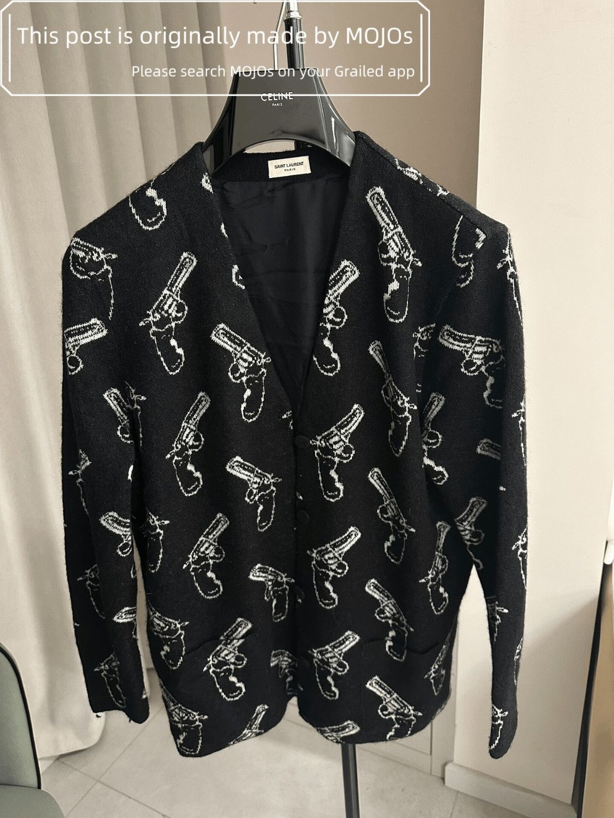 Sz XS Saint Laurent Paris 14AW Pistol Cardigan mojos825
