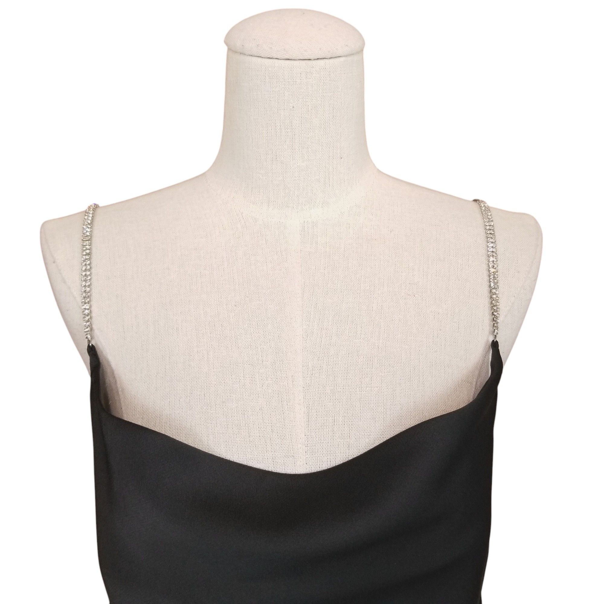 Lulus Glamorous Forever Black Rhinestone Strap Cowl Neck Bodysuit Size S / US 4 / IT 40 - 2 Thumbnail